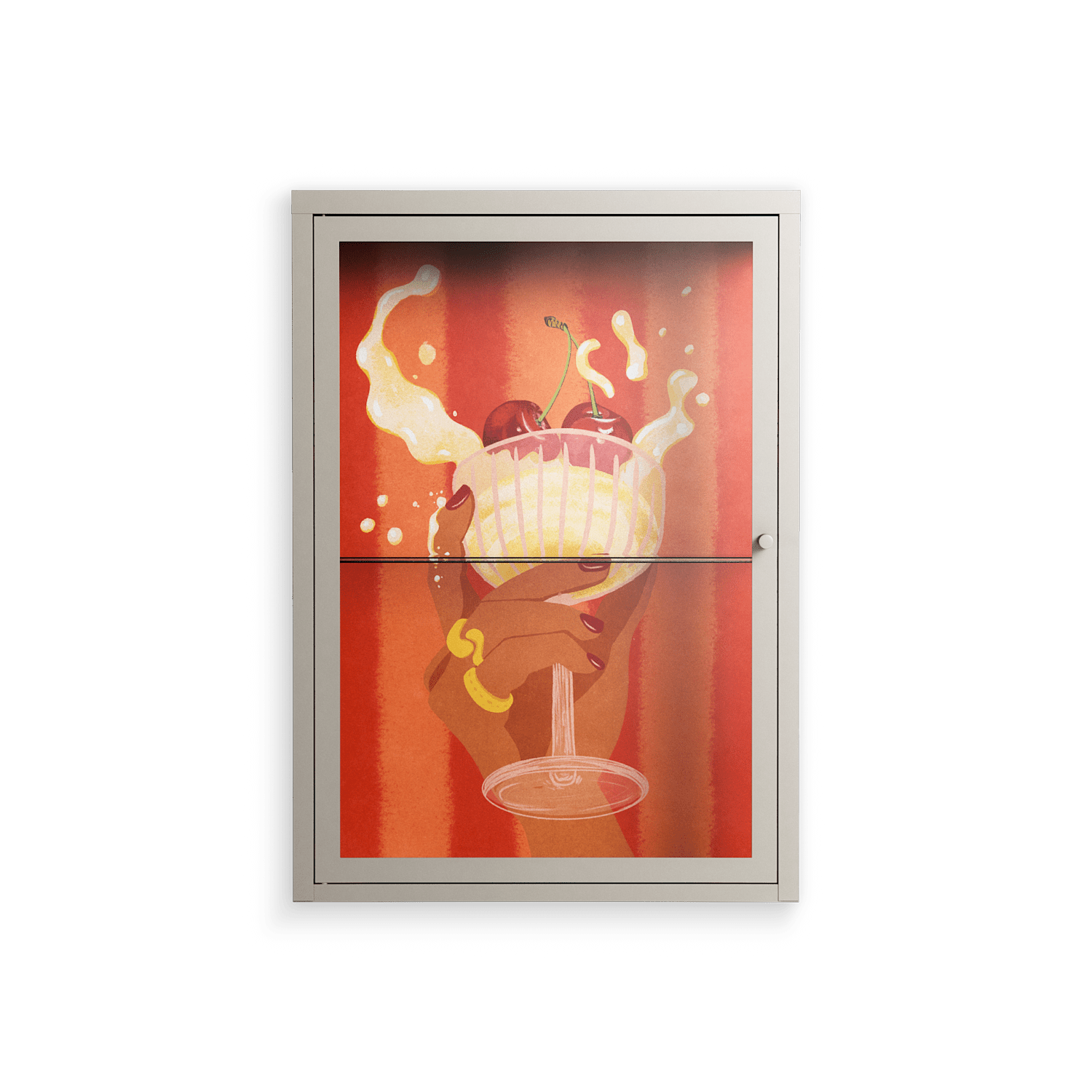 Drink And Cherries - Wall Cabinet - Raissa Oltmanns - Pebble - Clear glass
