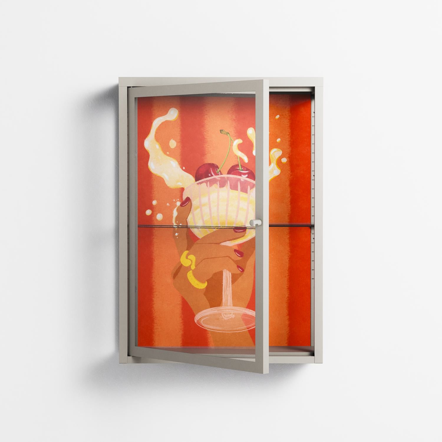 Drink And Cherries - Wall Cabinet - Raissa Oltmanns - Pebble - Clear glass