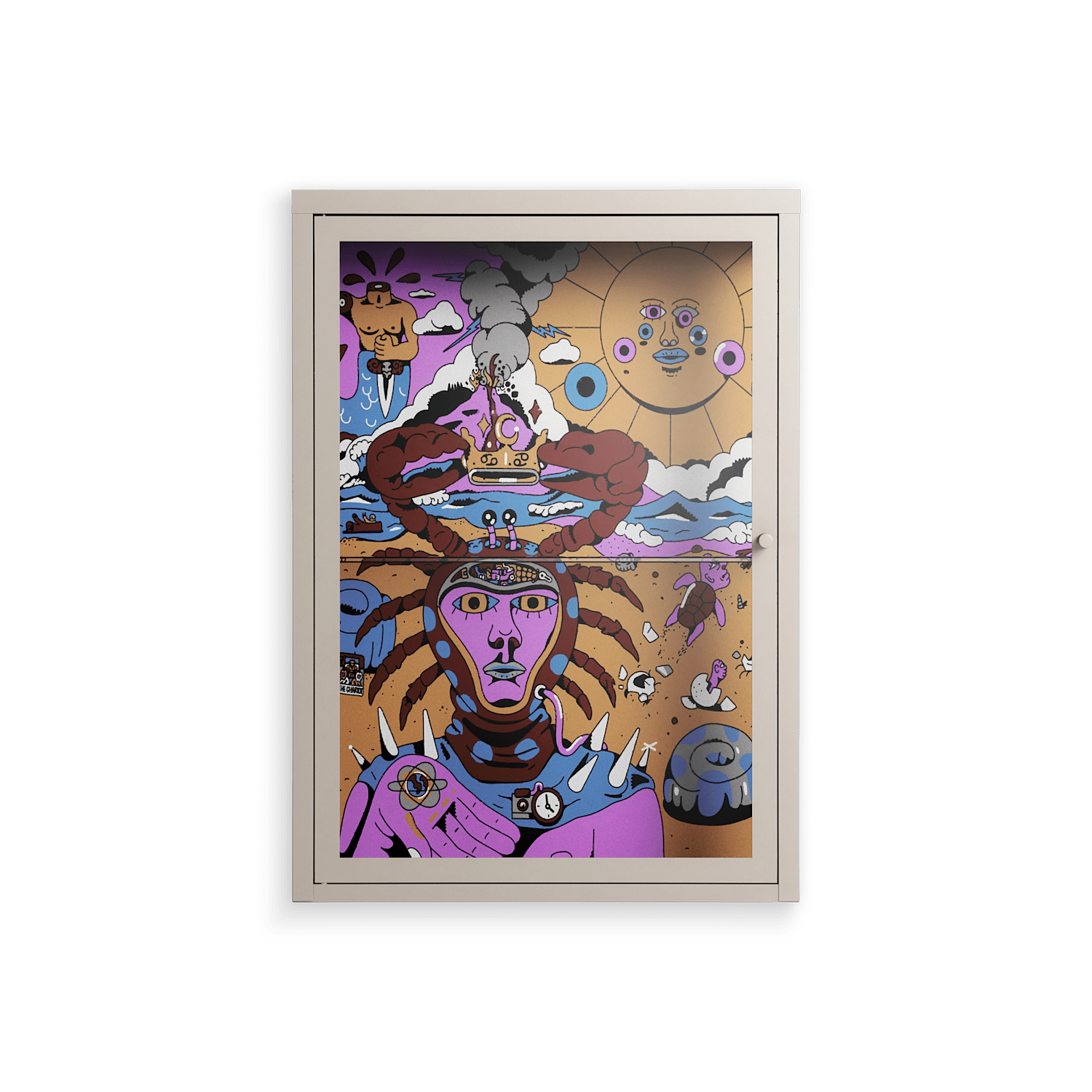 Solar Cancer - Wall Cabinet - Cezar Berje - Pebble - Clear glass