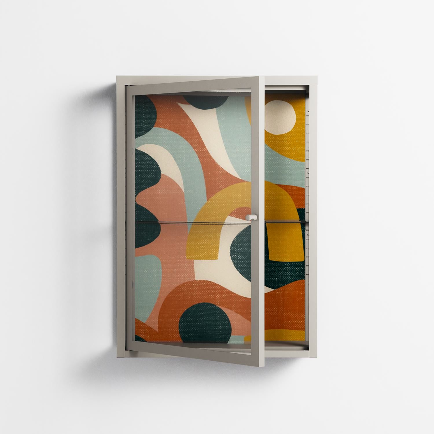 Abstract Sunrise - Wall Cabinet - Amy Suther - Pebble - Clear glass