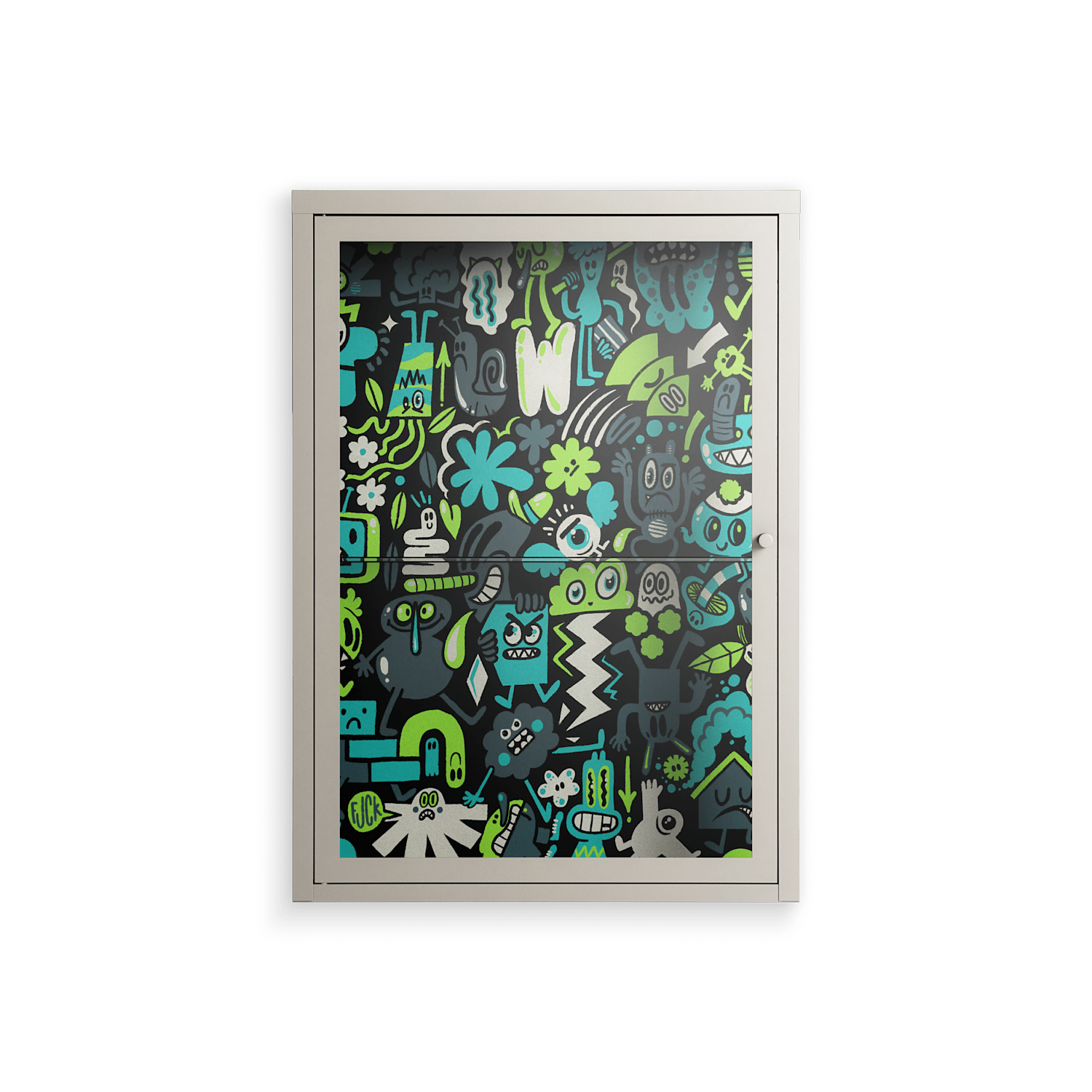 Shapes and Faces - Wall Cabinet - Craig Watkins - Pebble - Clear glass