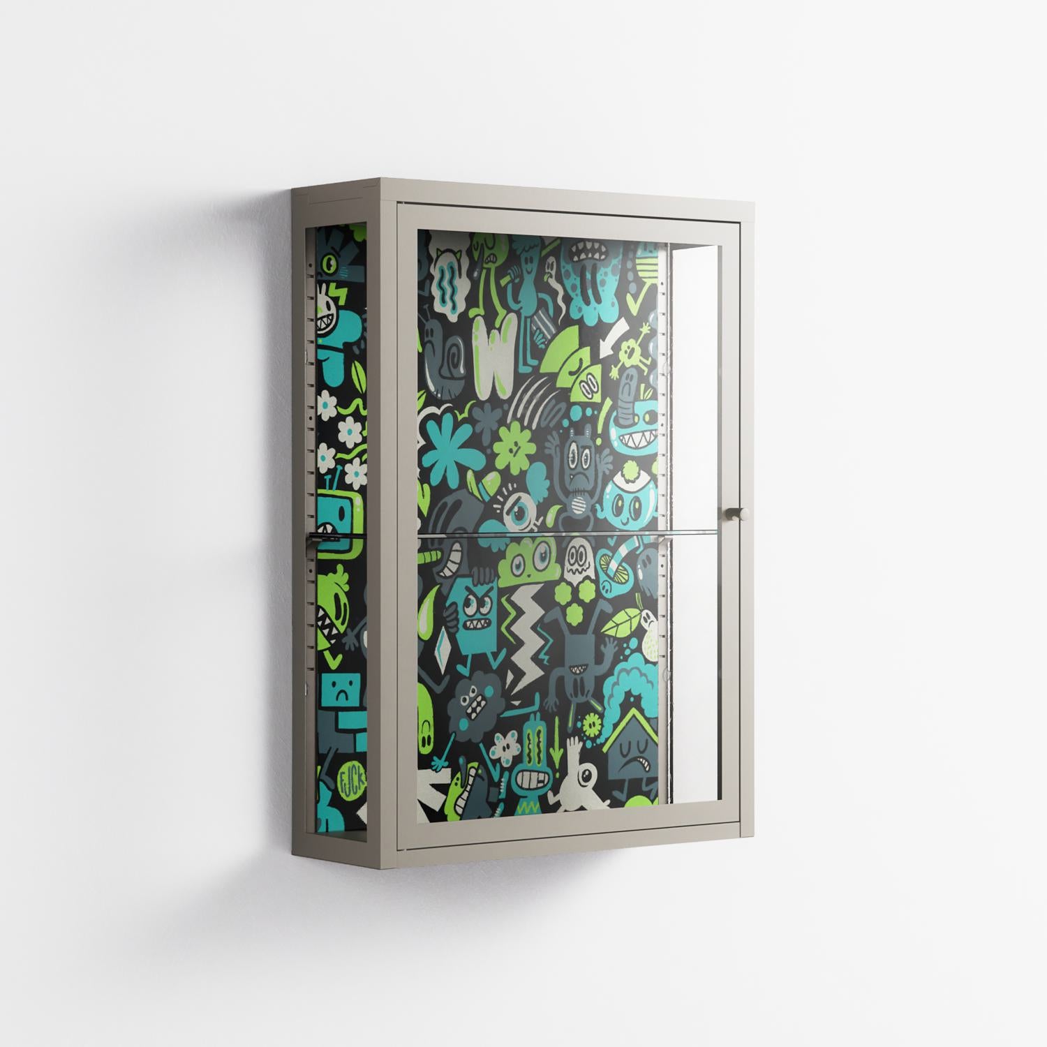 Shapes and Faces - Wall Cabinet - Craig Watkins - Pebble - Clear glass