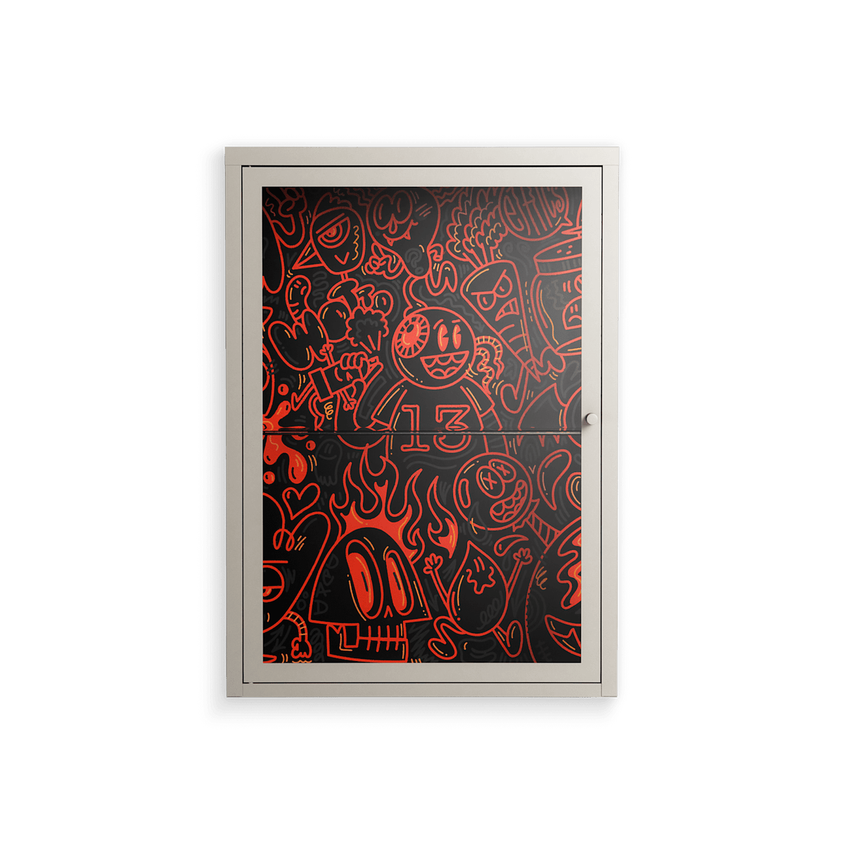 Wottosque Red - Wall Cabinet - Craig Watkins - Pebble - Clear glass