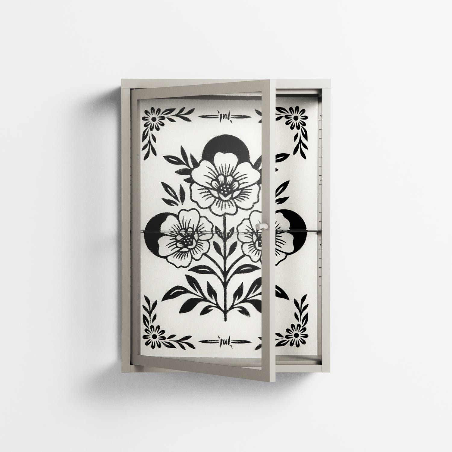 Barbed Bloom - Wall Cabinet - Daphna Sebbane - Pebble - Clear glass