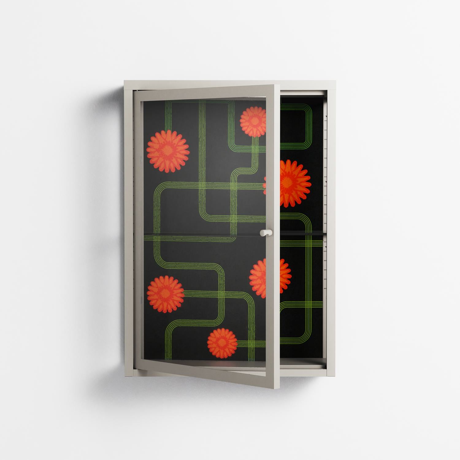 Floral Pipes - Wall Cabinet - Kristin Eriksson - Pebble - Clear glass