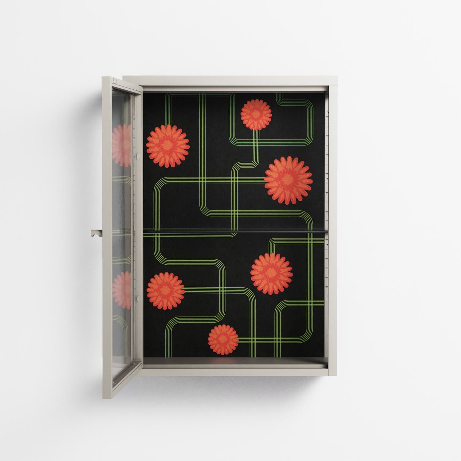 Floral Pipes - Wall Cabinet - Kristin Eriksson - Pebble - Clear glass