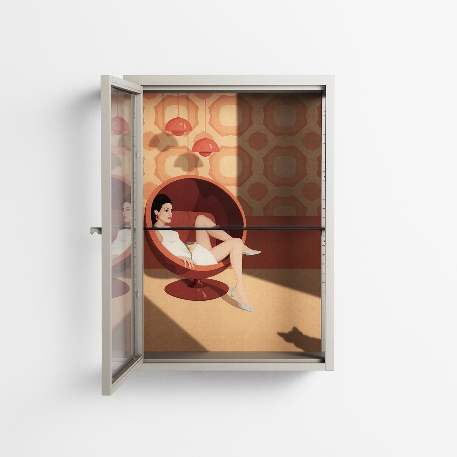 Women In Ballchair - Wall Cabinet - Kristin Eriksson - Pebble - Clear glass