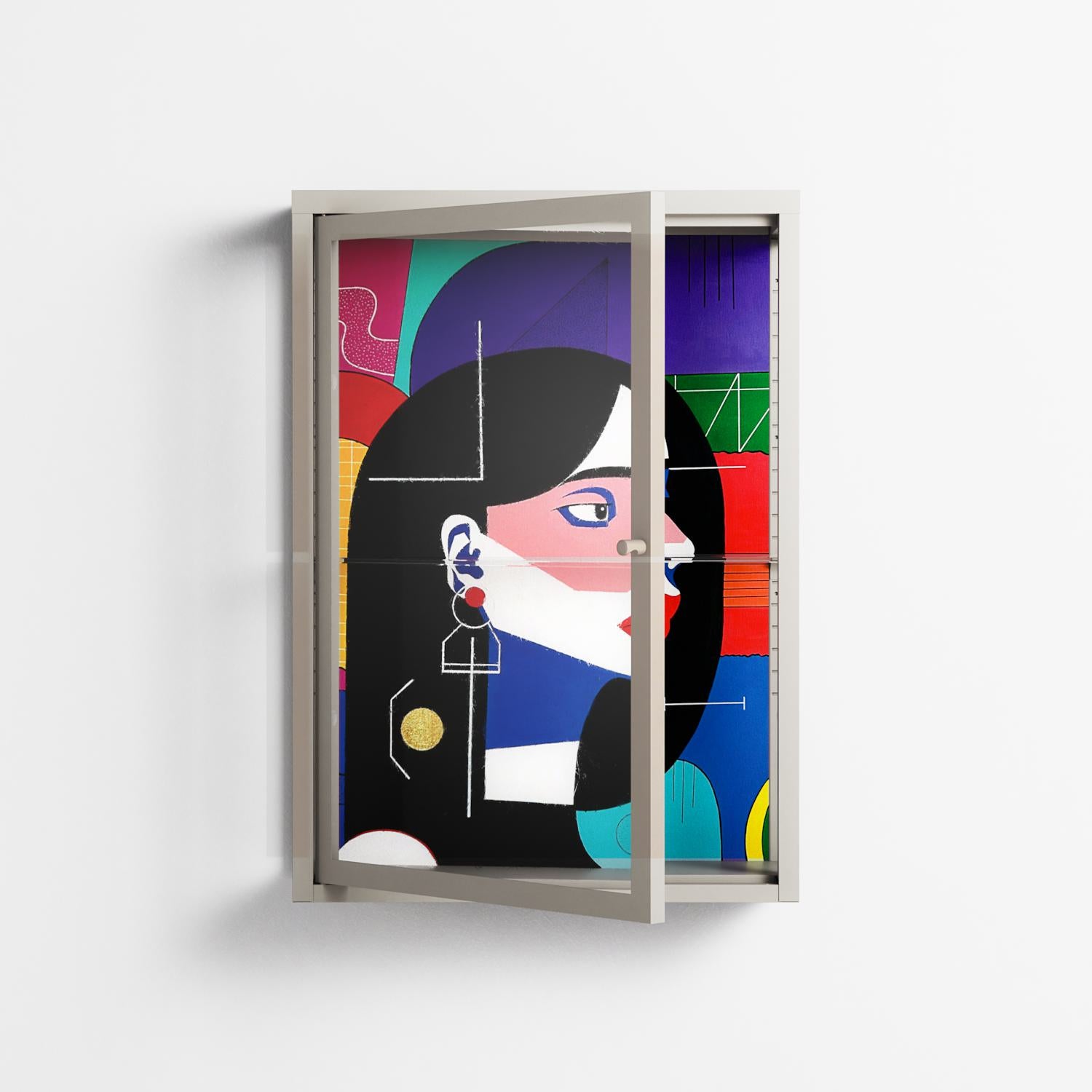 Chained To Perception - Wall Cabinet - Mathilda Kienast - Pebble - Clear glass