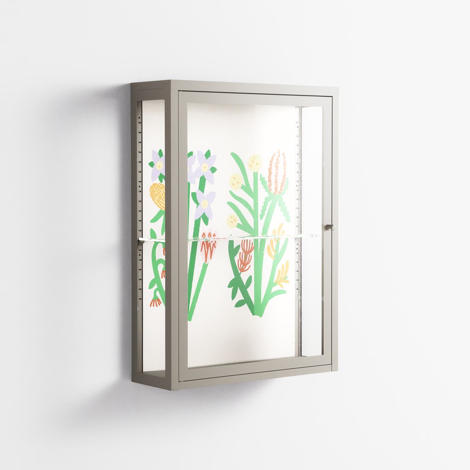Bouquets Cream - Wall Cabinet - Lydia Greaves - Pebble - Clear glass