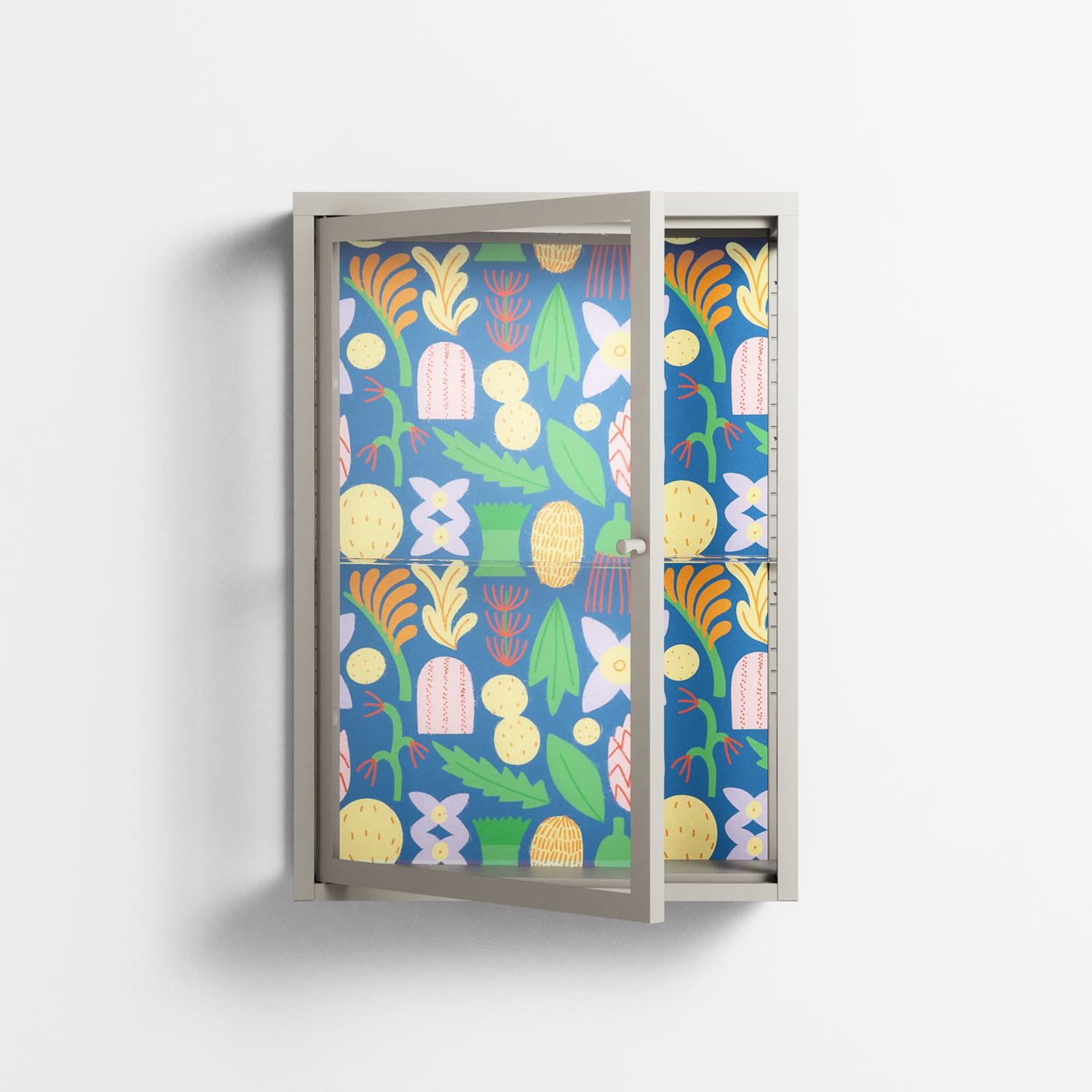 Shapes Blue - Wall Cabinet - Lydia Greaves - Pebble - Clear glass