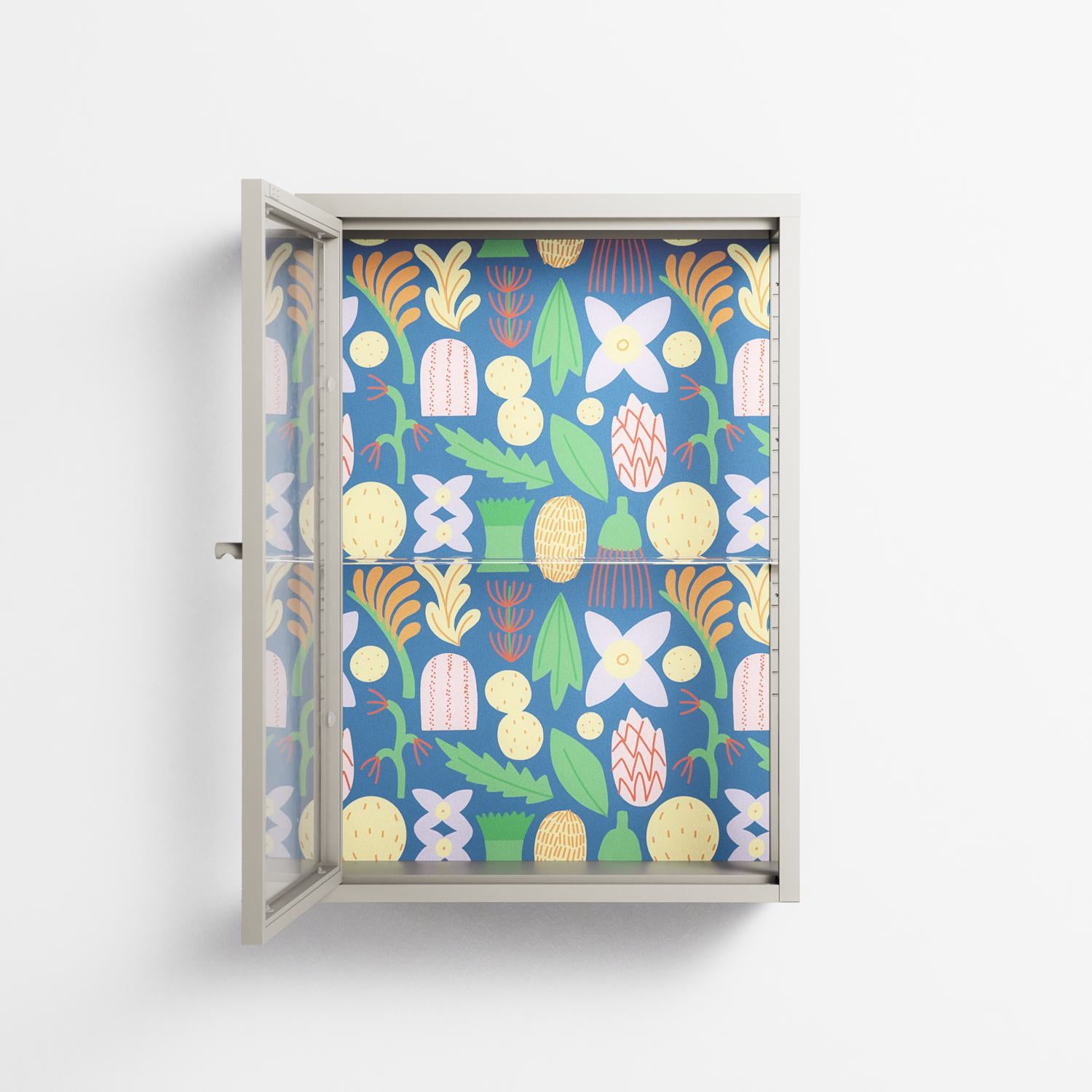 Shapes Blue - Wall Cabinet - Lydia Greaves - Pebble - Clear glass