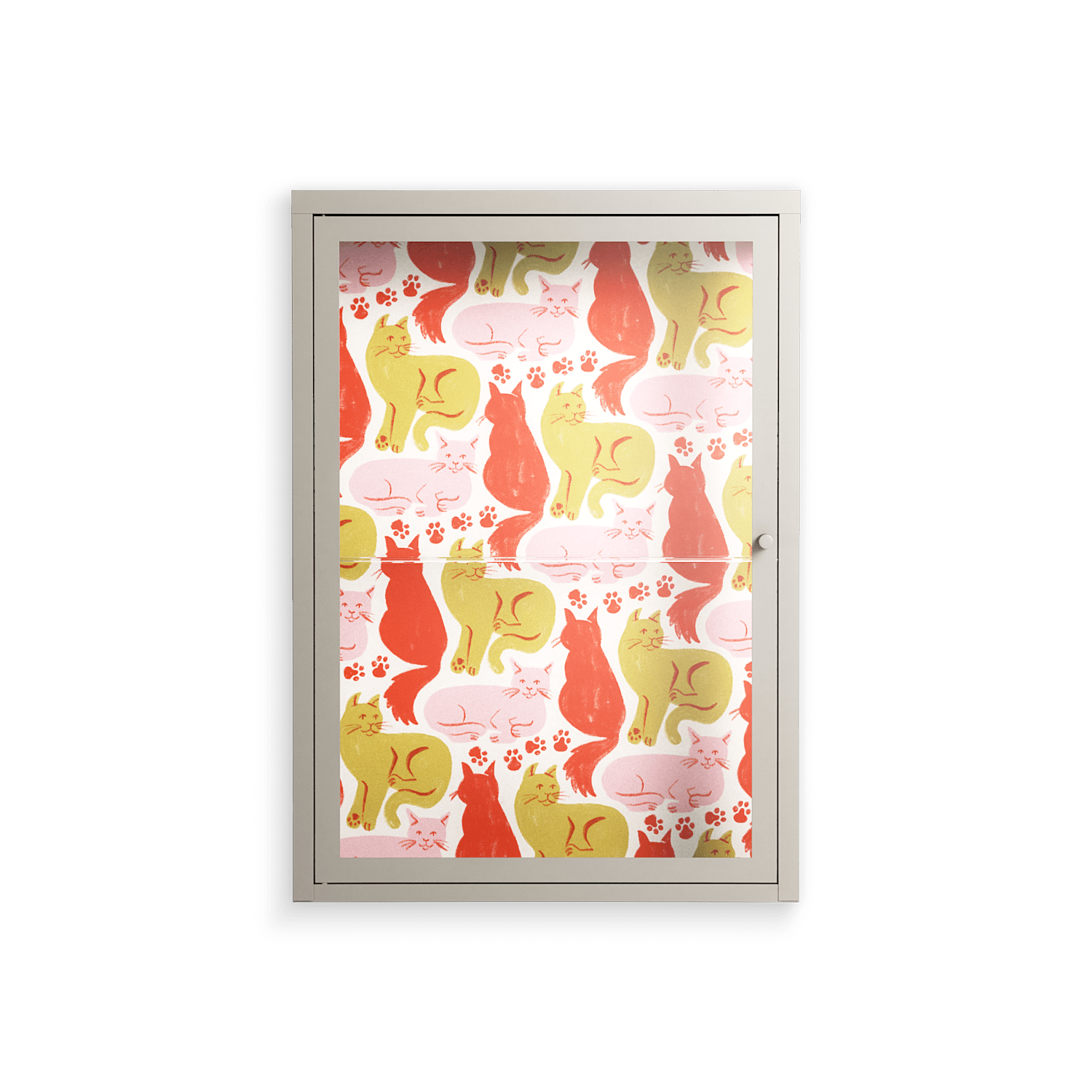 Cats - Wall Cabinet - Lydia Greaves - Pebble - Clear glass