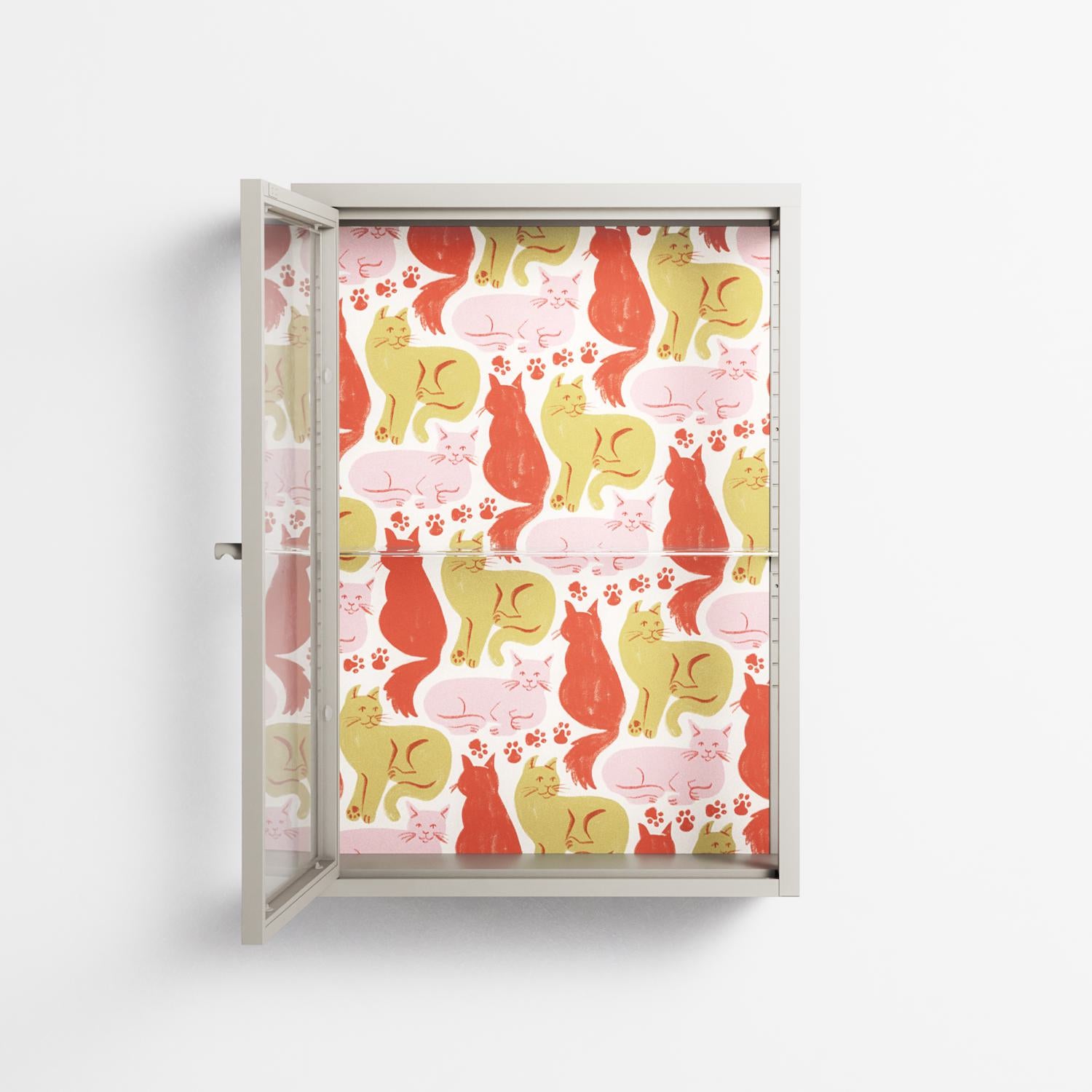 Cats - Wall Cabinet - Lydia Greaves - Pebble - Clear glass
