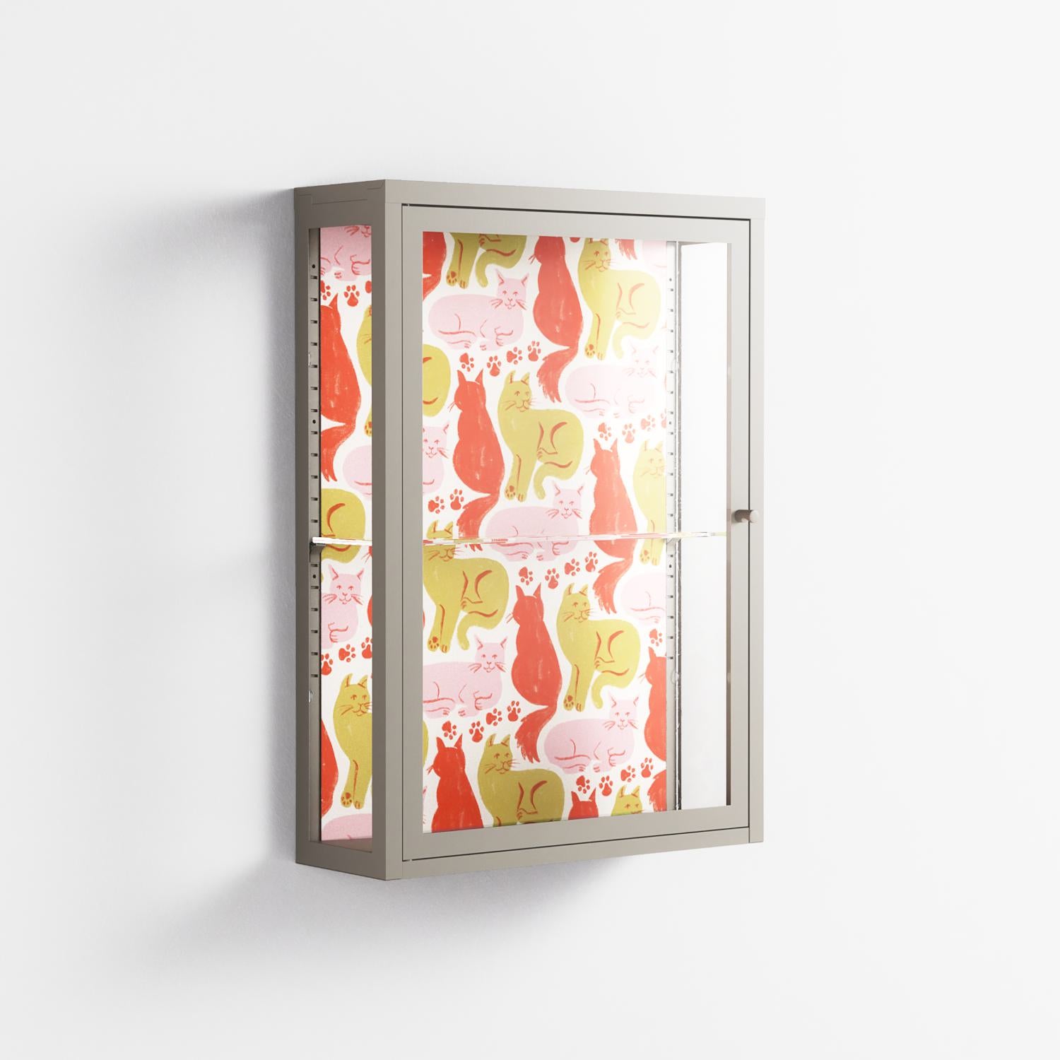 Cats - Wall Cabinet - Lydia Greaves - Pebble - Clear glass