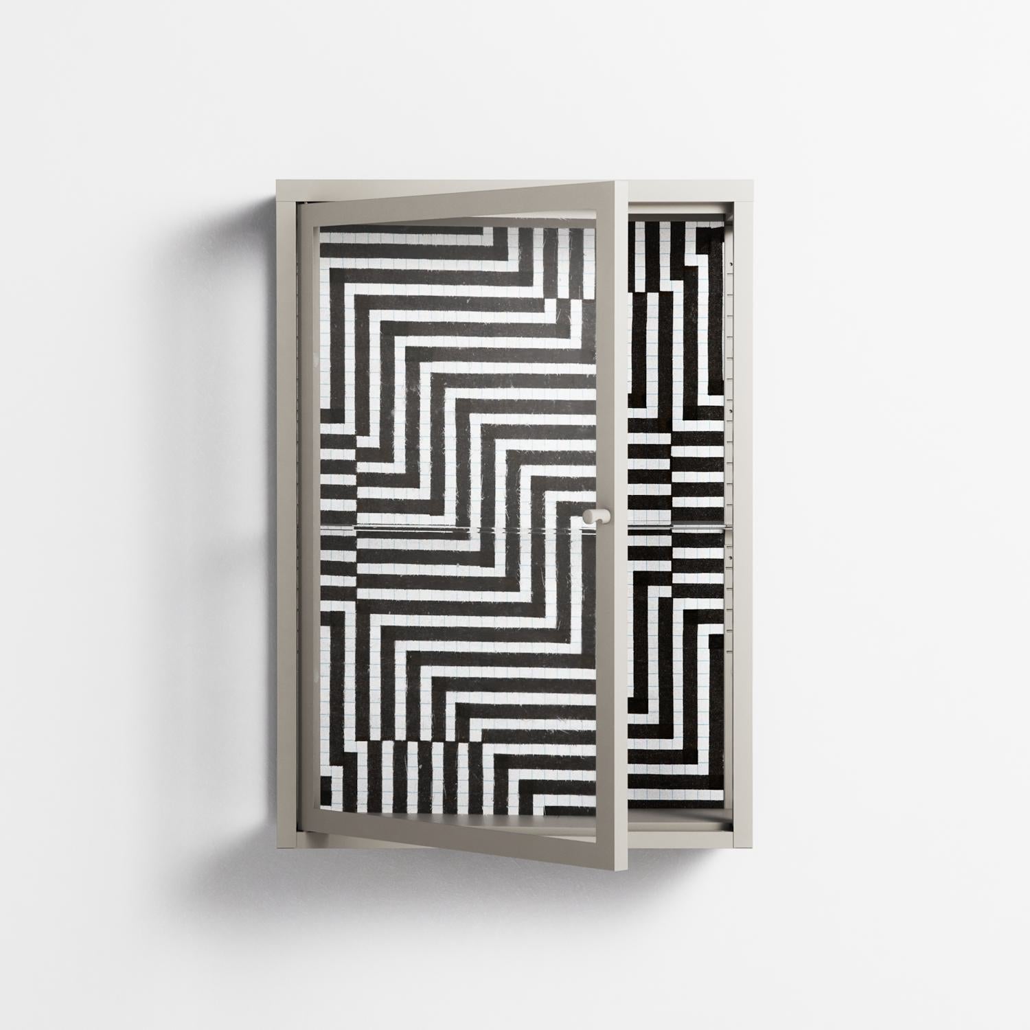 Rectangle In Rectangle - Wall Cabinet - Guido De Boer - Pebble - Clear glass