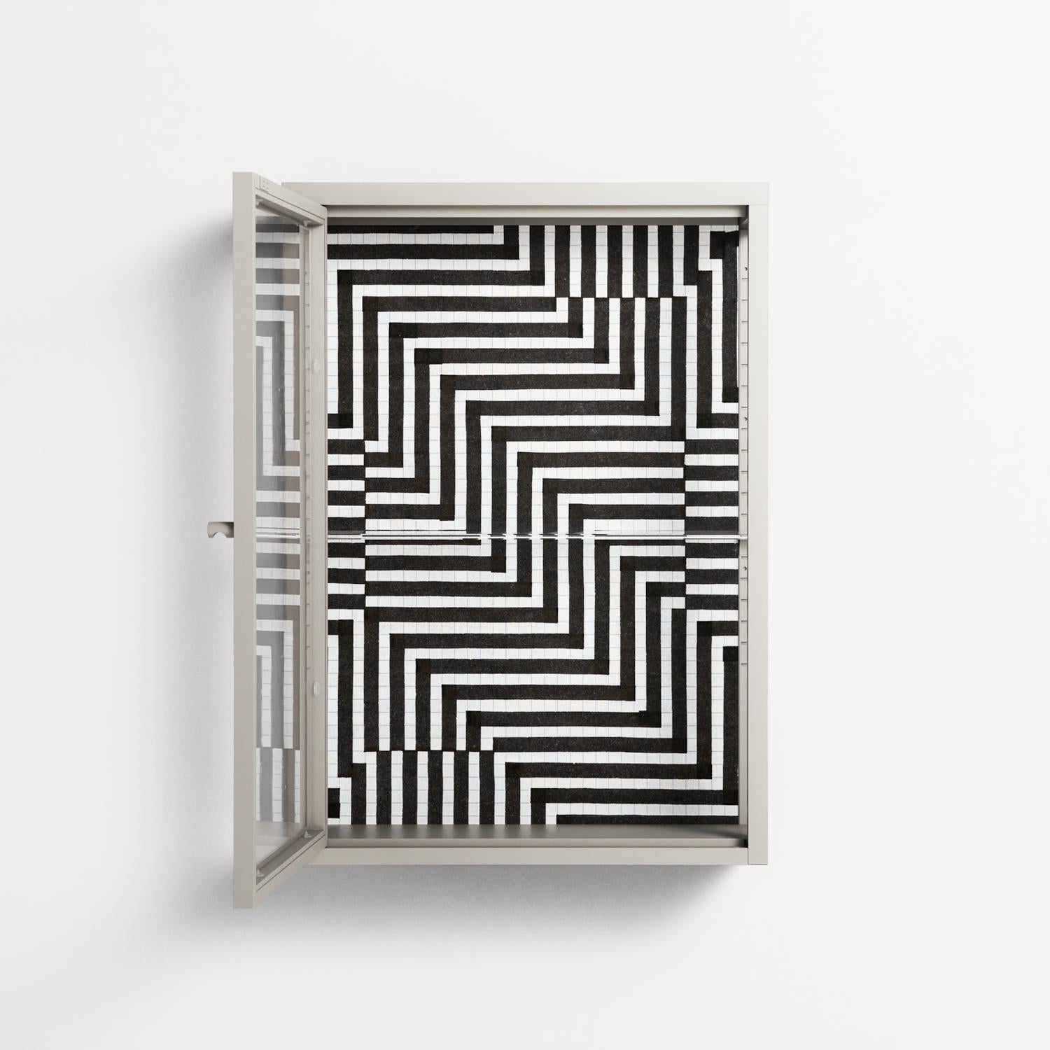 Rectangle In Rectangle - Wall Cabinet - Guido De Boer - Pebble - Clear glass