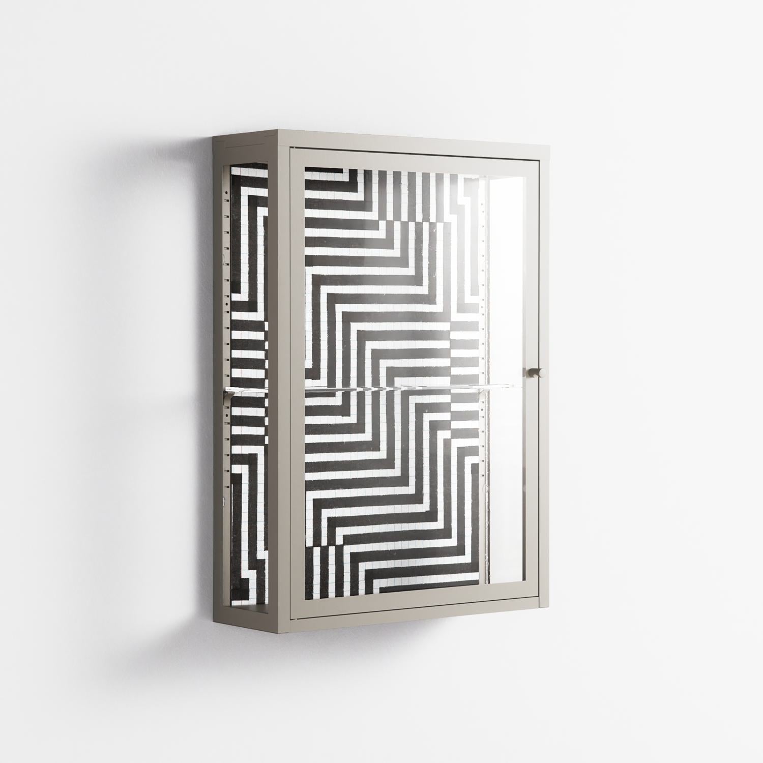 Rectangle In Rectangle - Wall Cabinet - Guido De Boer - Pebble - Clear glass
