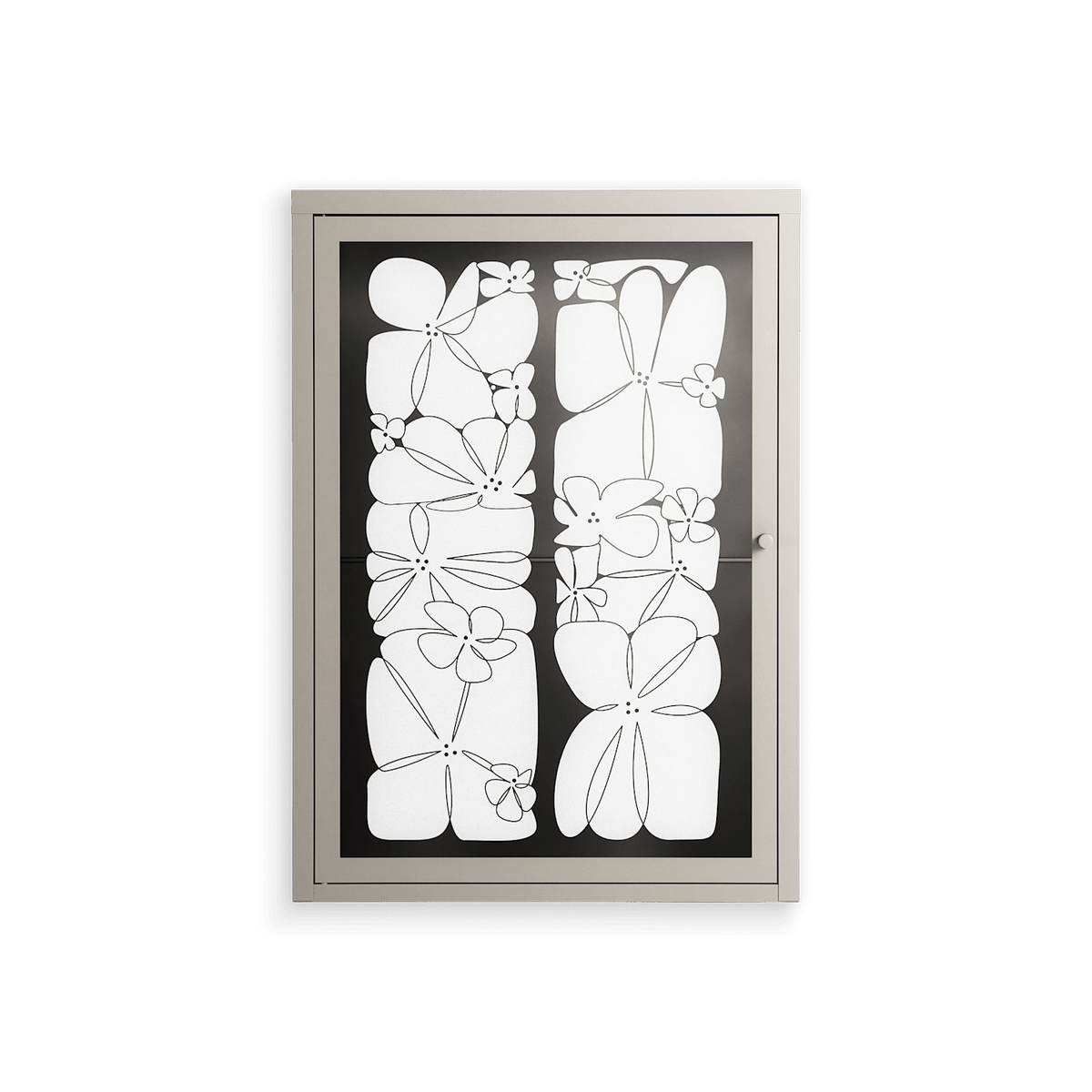 White Flowers - Wall Cabinet - Konrad Blaszczyk - Pebble - Overlay Glass