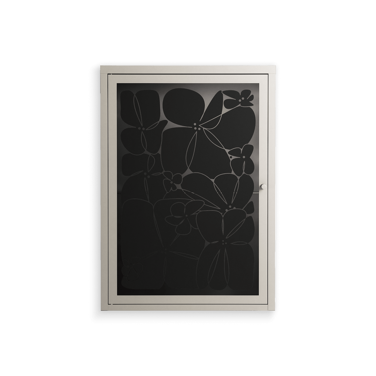 Black Flower - Wall Cabinet - Konrad Blaszczyk - Pebble - Overlay Glass