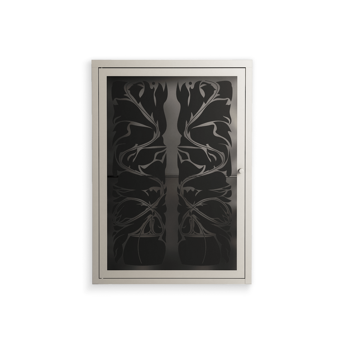 Black Potted Plant - Wall Cabinet - Konrad Blaszczyk - Pebble - Overlay Glass