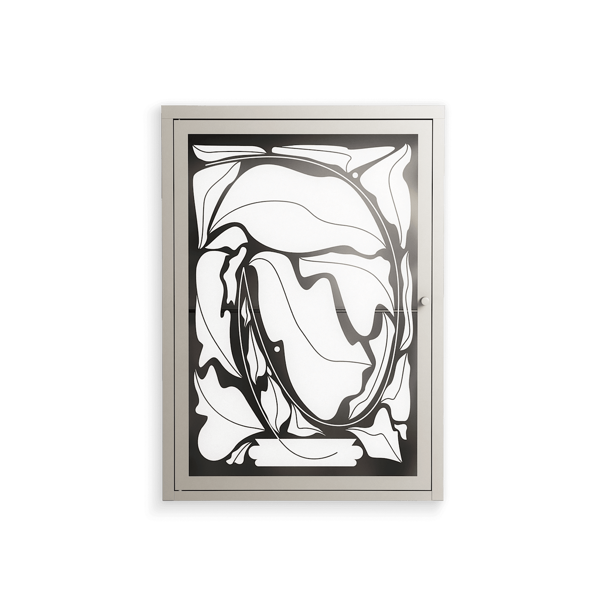 White Potted Plant - Wall Cabinet - Konrad Blaszczyk - Pebble - Overlay Glass