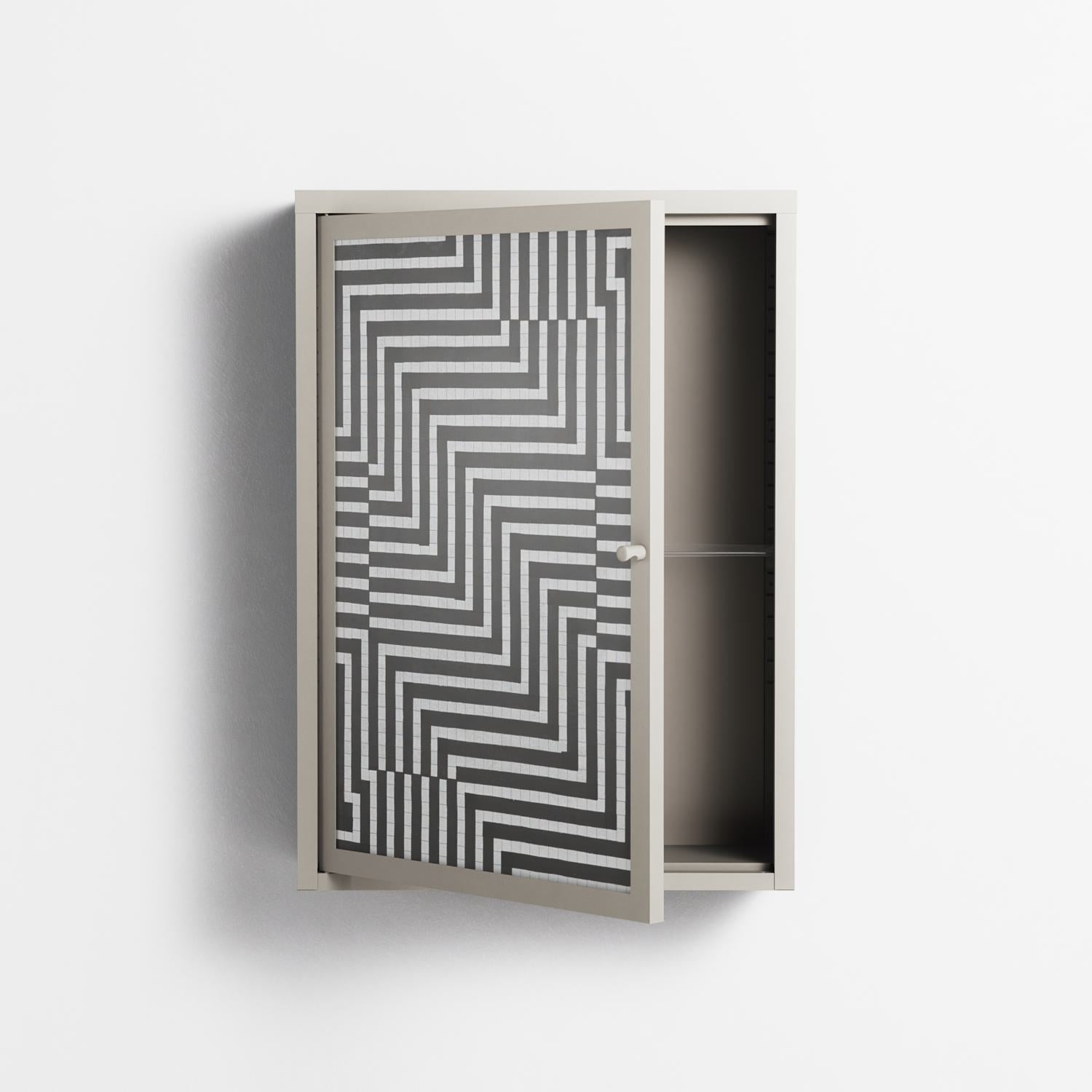 Rectangle In Rectangle - Wall Cabinet - Guido De Boer - Pebble - Overlay Glass