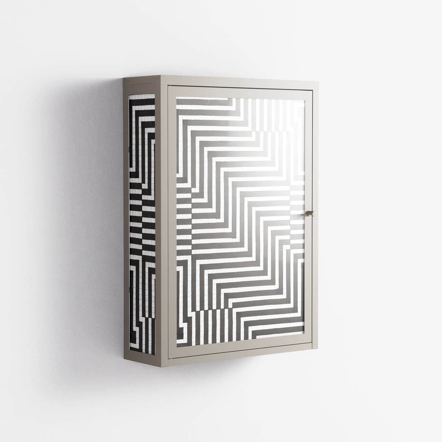 Rectangle In Rectangle - Wall Cabinet - Guido De Boer - Pebble - Overlay Glass