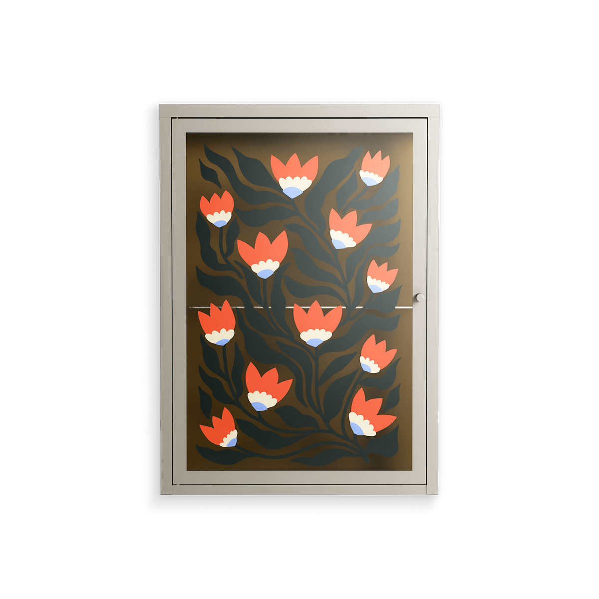 Blooming Folk Garden - Wall Cabinet - Sandra Hutter - Pebble - Overlay Glass