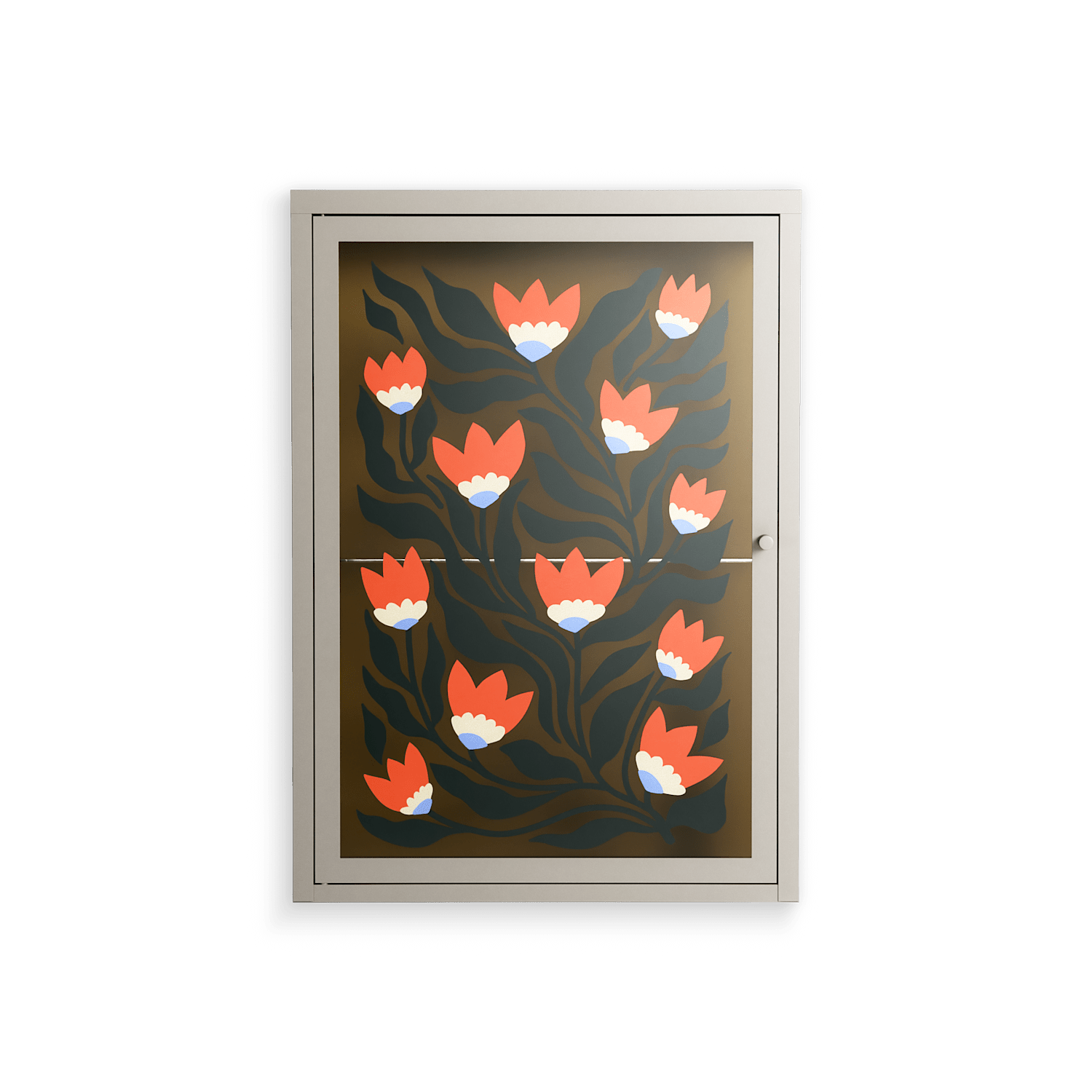 Blooming Folk Garden - Wall Cabinet - Sandra Hutter - Pebble - Overlay Glass