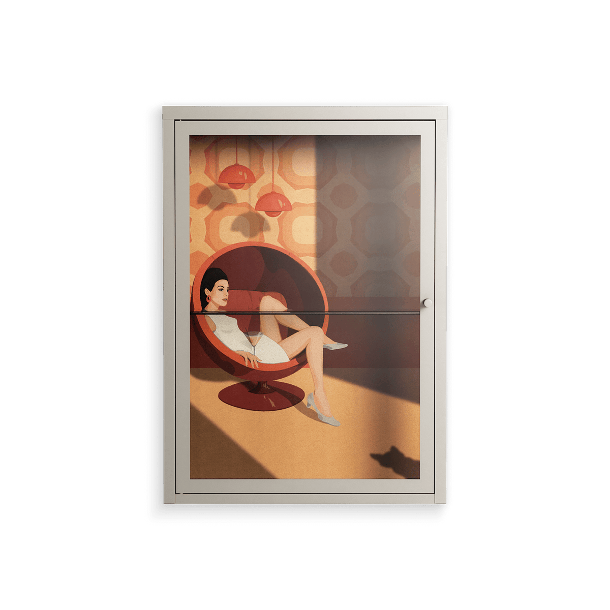 Women In Ballchair - Wall Cabinet - Kristin Eriksson - Pebble - Clear glass