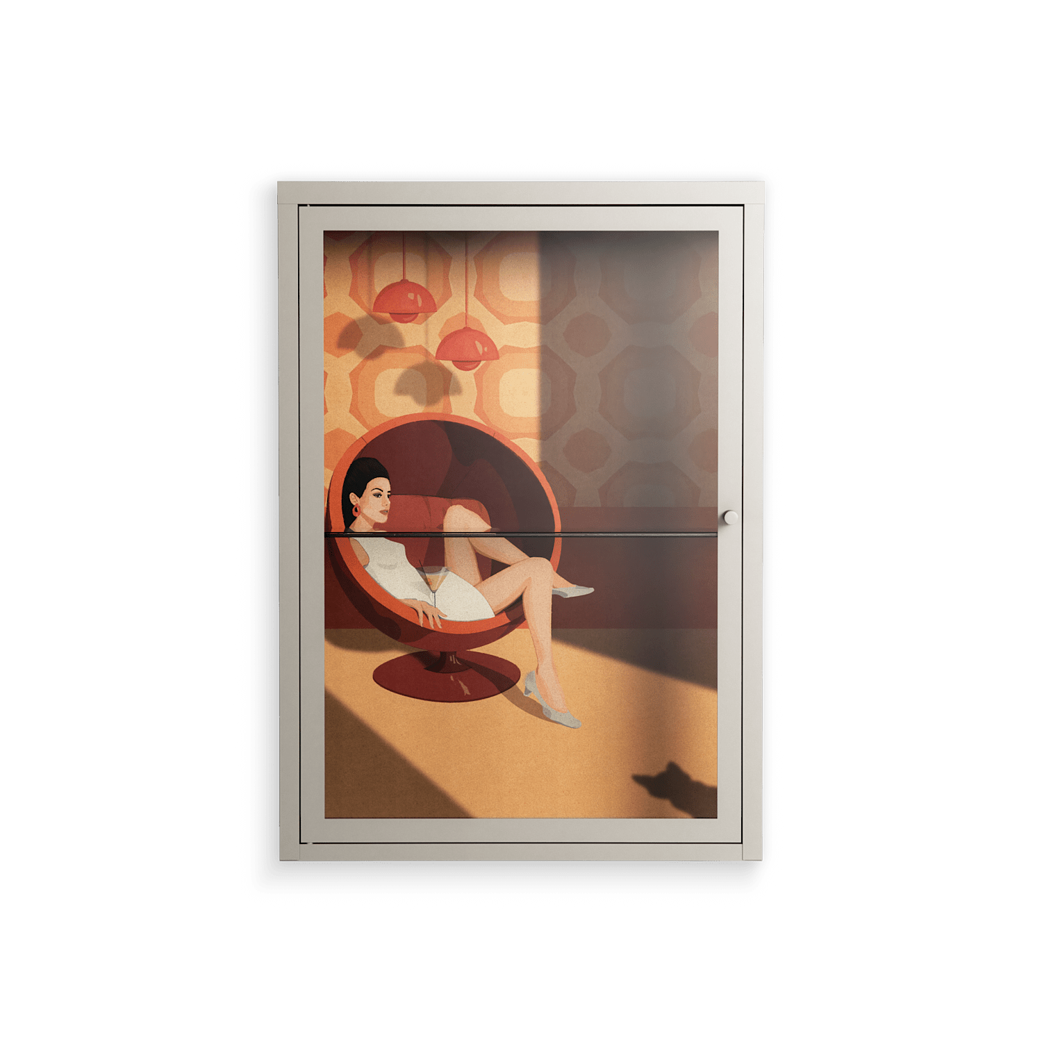 Women In Ballchair - Wall Cabinet - Kristin Eriksson - Pebble - Clear glass