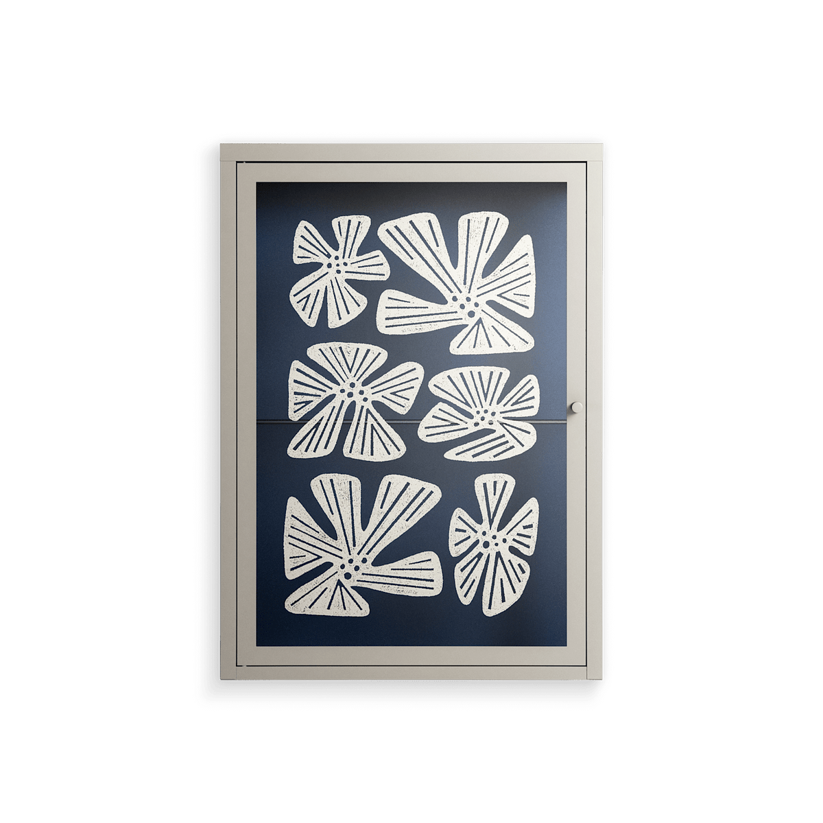 Blue Flower - Wall Cabinet - Magdalena Marchocka - Pebble - Overlay Glass