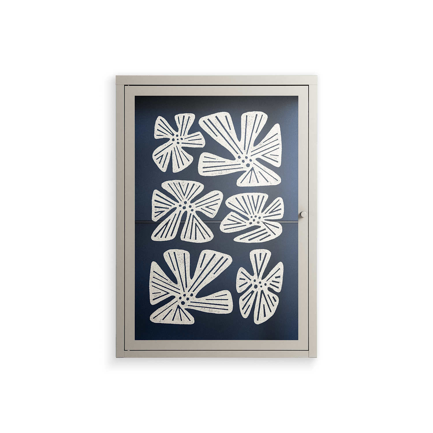 Blue Flower - Wall Cabinet - Magdalena Marchocka - Pebble - Overlay Glass