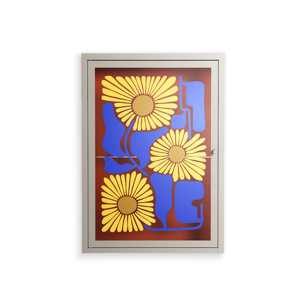 Sunflowers - Wall Cabinet - Sandra Hutter - Pebble - Overlay Glass