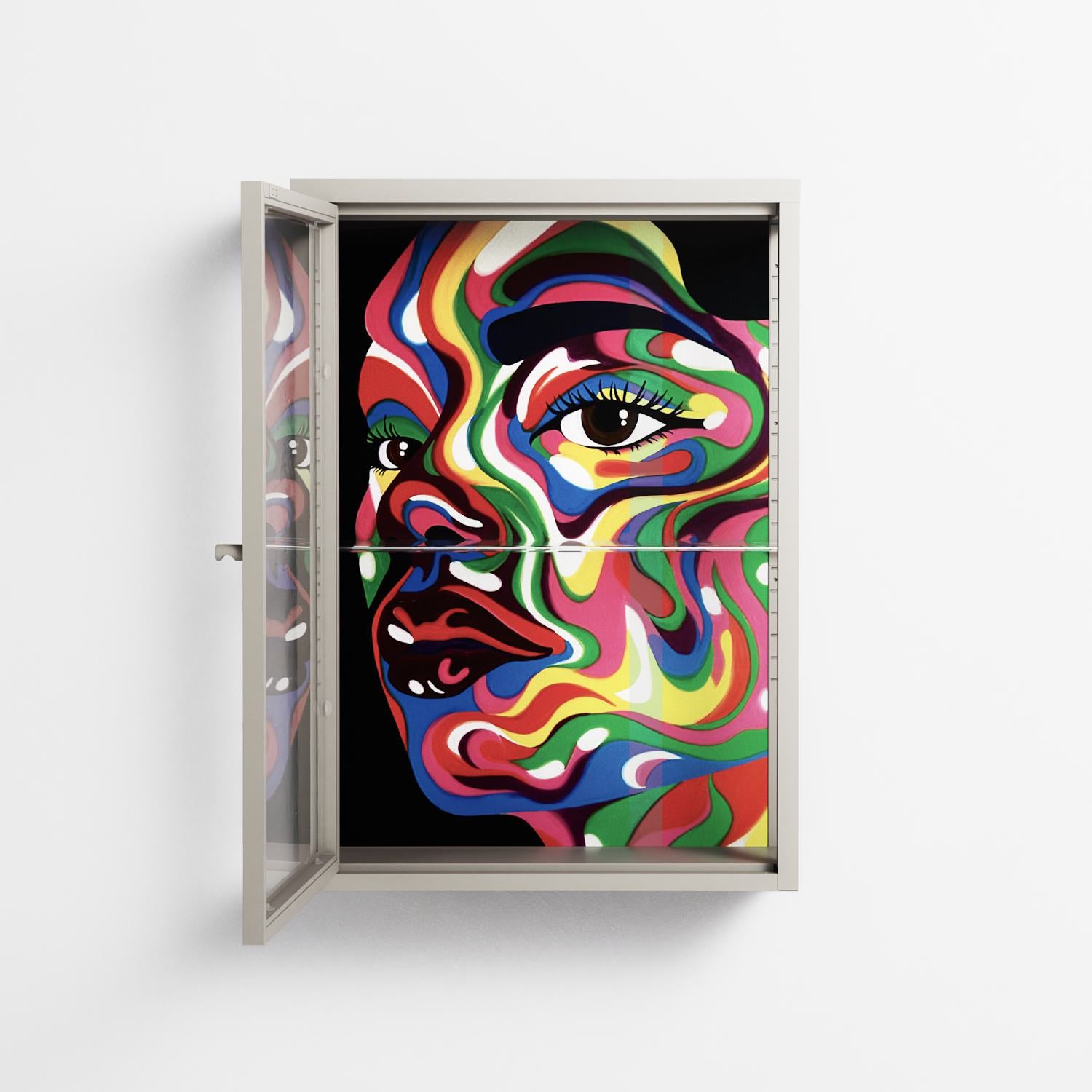 Orbiting Around Herself - Wall Cabinet - Mathilda Kienast - Pebble - Clear glass
