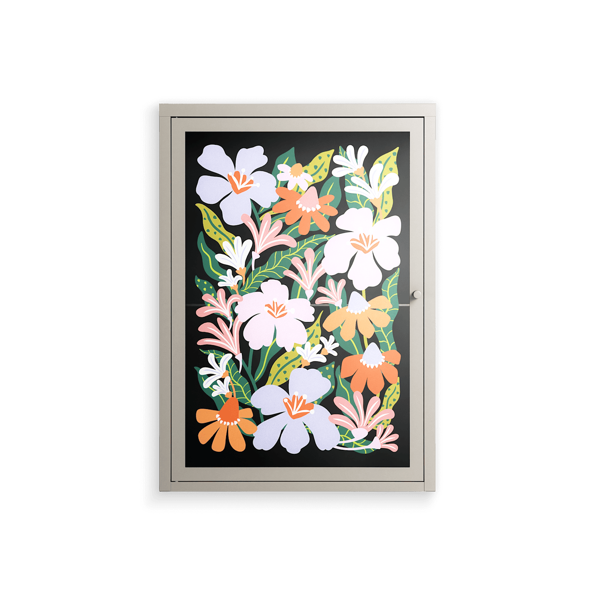 Floral Delight - Wall Cabinet - Sandra Hutter - Pebble - Overlay Glass