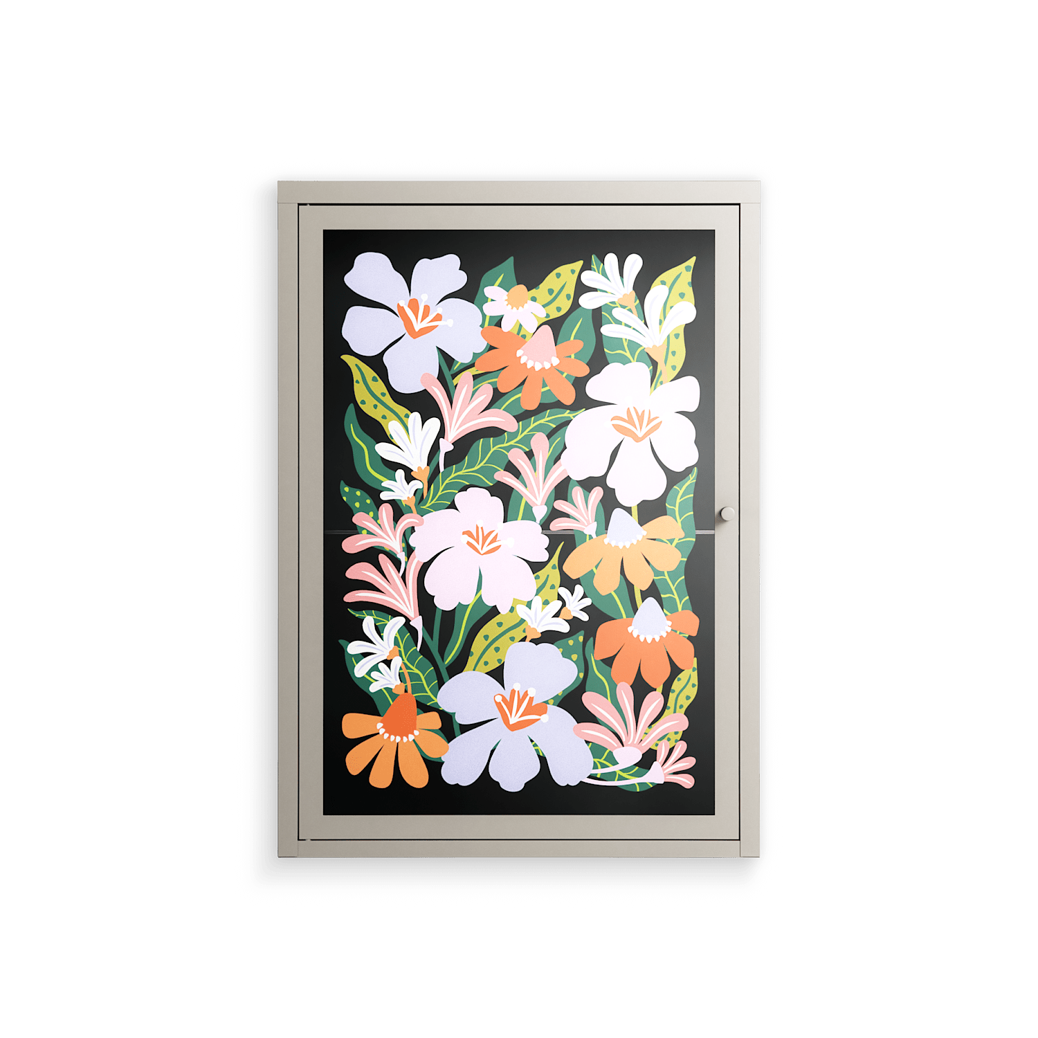 Floral Delight - Wall Cabinet - Sandra Hutter - Pebble - Overlay Glass