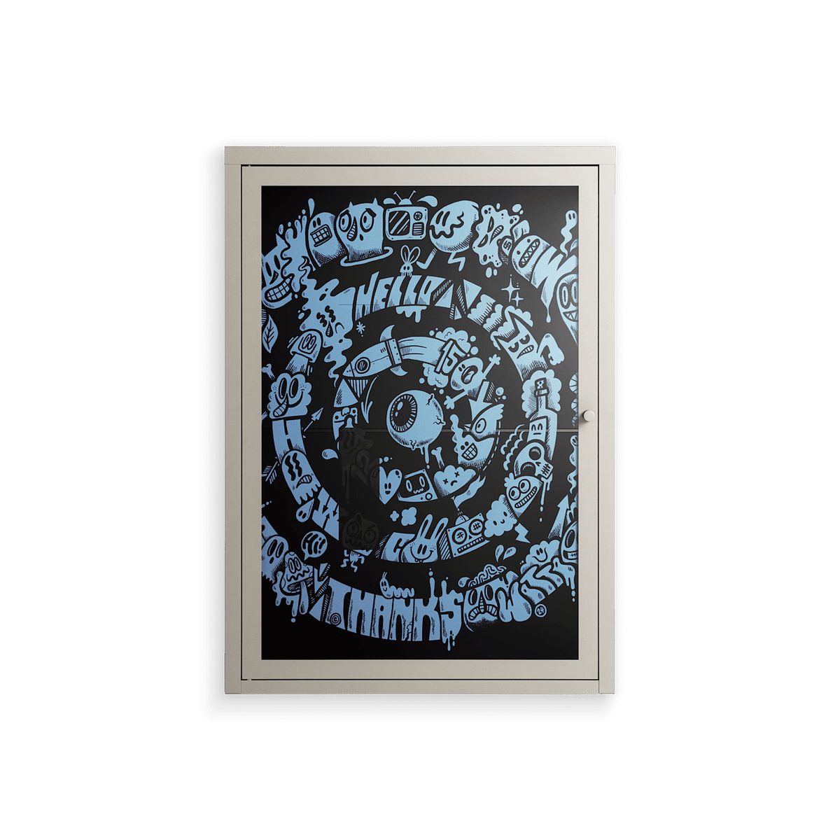 The Circles Of My Mind - Wall Cabinet - Craig Watkins - Pebble - Overlay Glass