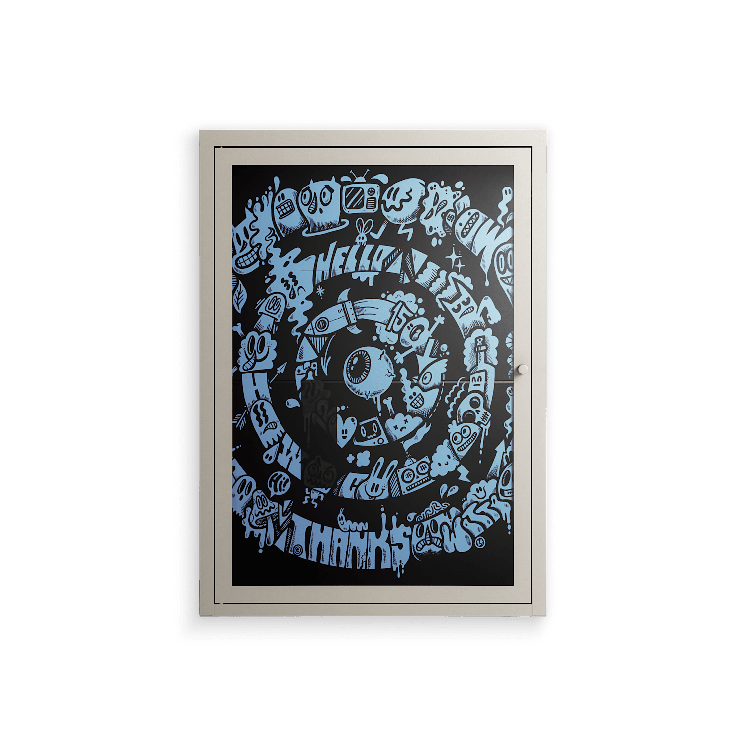The Circles Of My Mind - Wall Cabinet - Craig Watkins - Pebble - Overlay Glass