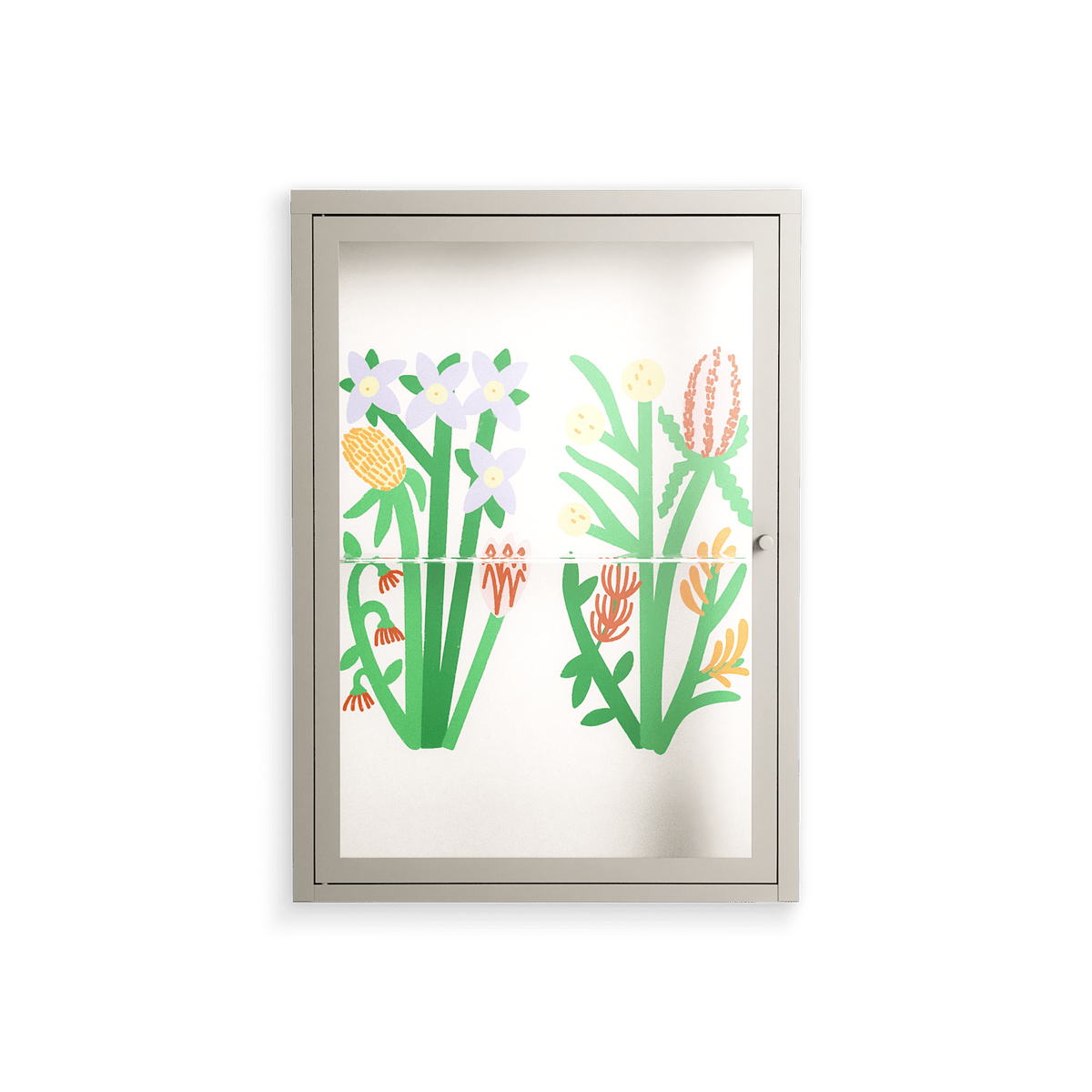 Bouquets Cream - Wall Cabinet - Lydia Greaves - Pebble - Clear glass