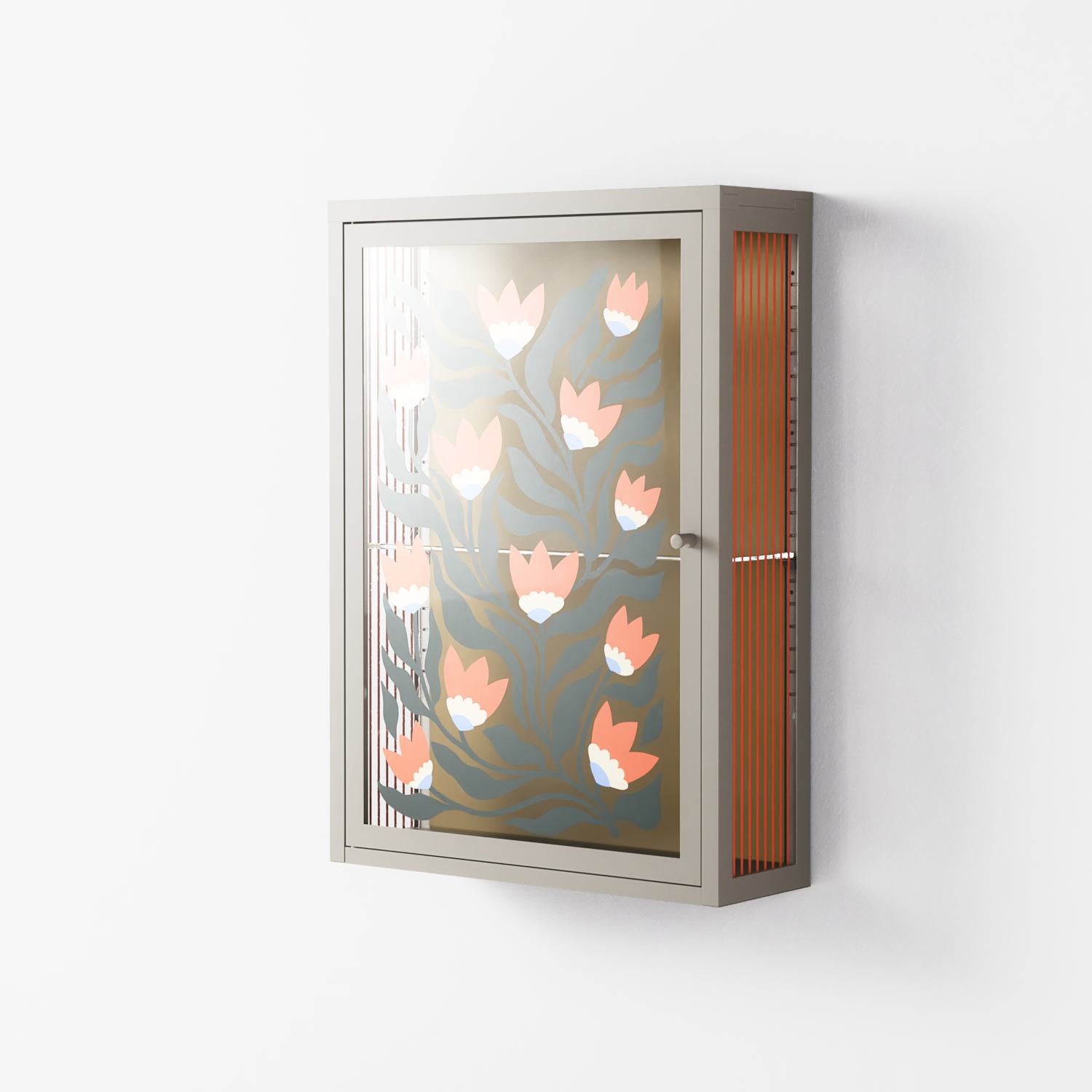 Blooming Folk Garden - Wall Cabinet - Sandra Hutter - Pebble - Overlay Glass