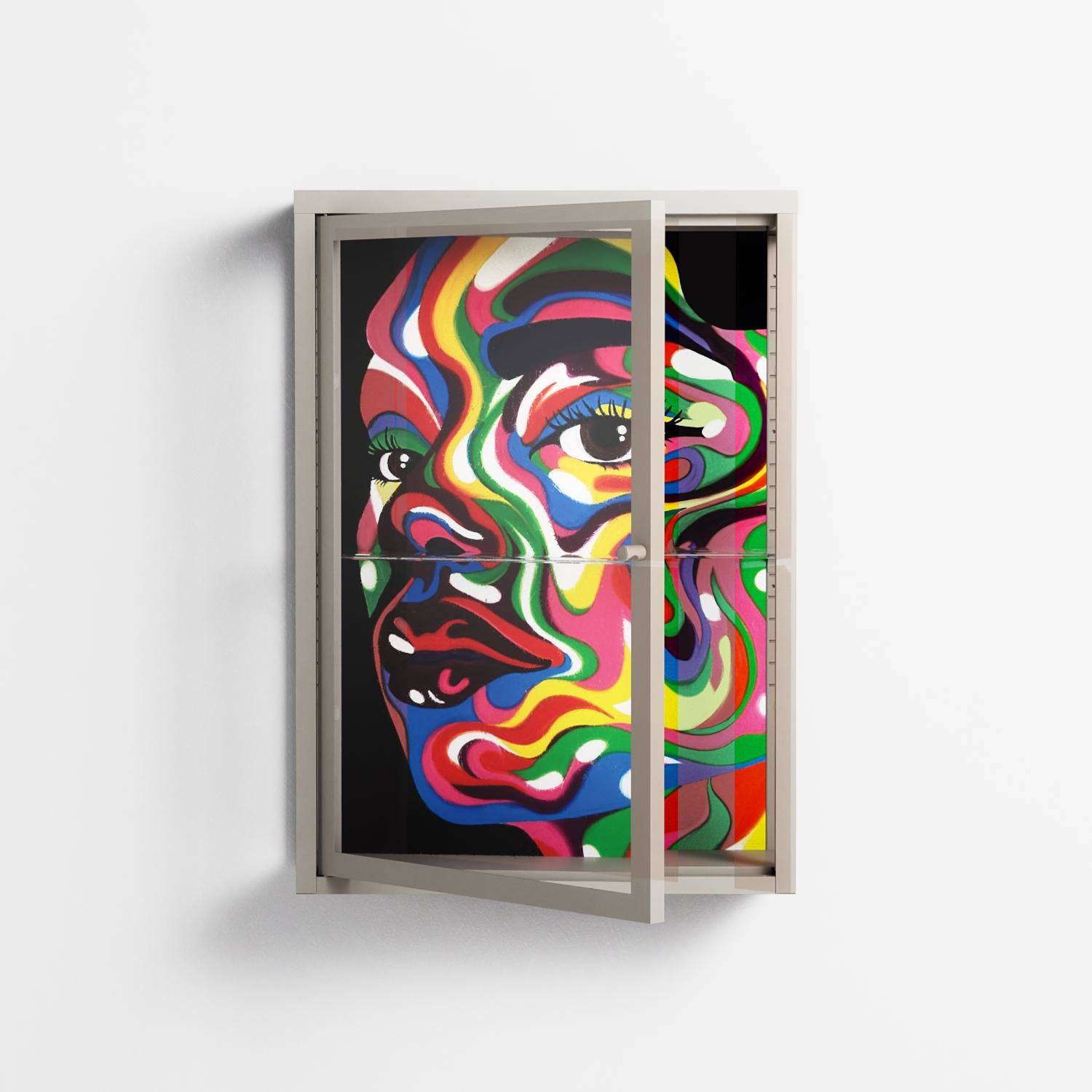 Orbiting Around Herself - Wall Cabinet - Mathilda Kienast - Pebble - Clear glass