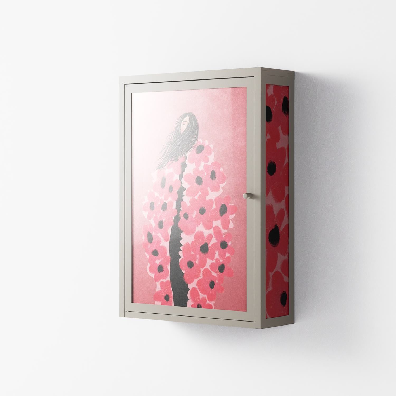 Covered in Flowers - Wall Cabinet - Raissa Oltmanns - Pebble - Overlay Glass