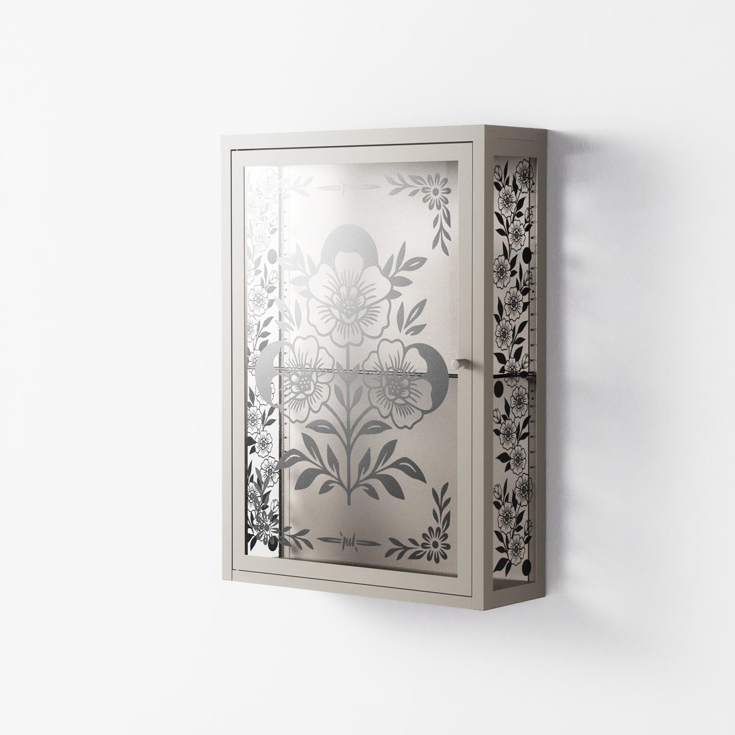 Barbed Bloom - Wall Cabinet - Daphna Sebbane - Pebble - Overlay Glass