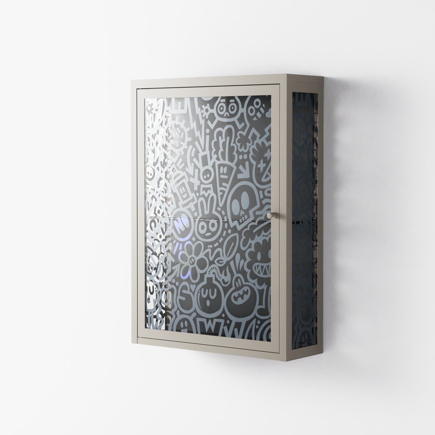 Thick Lines Good Times - Wall Cabinet - Craig Watkins - Pebble - Overlay Glass