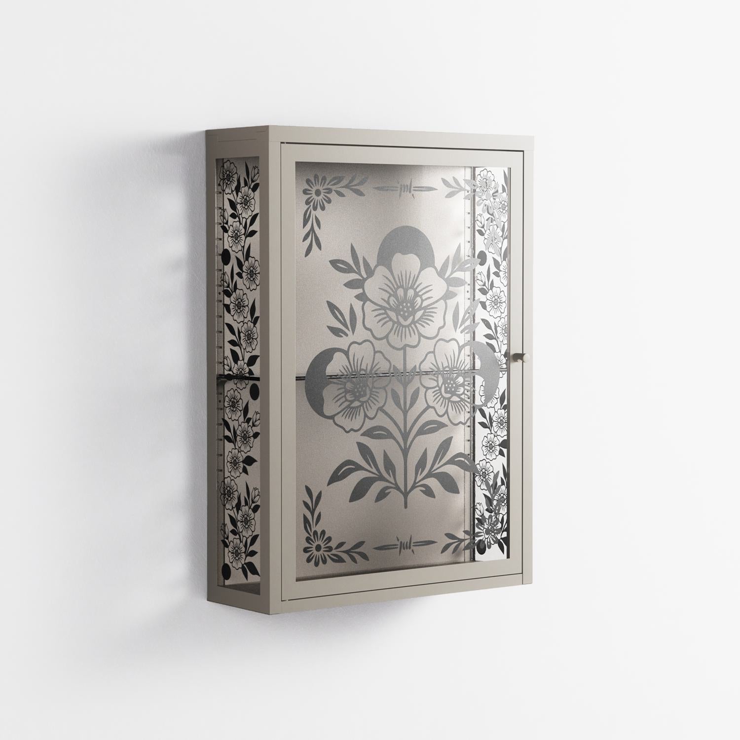 Barbed Bloom - Wall Cabinet - Daphna Sebbane - Pebble - Overlay Glass