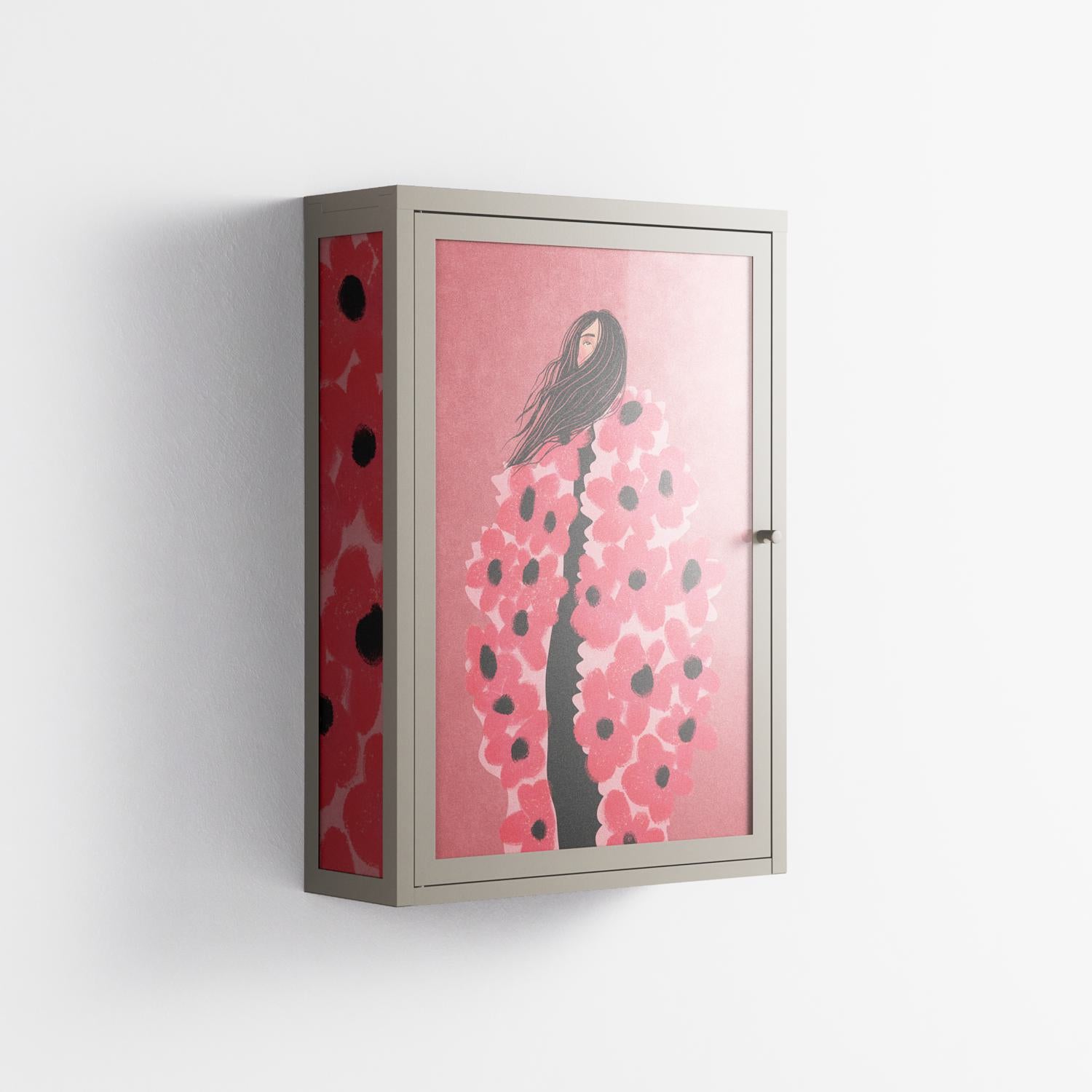 Covered in Flowers - Wall Cabinet - Raissa Oltmanns - Pebble - Overlay Glass