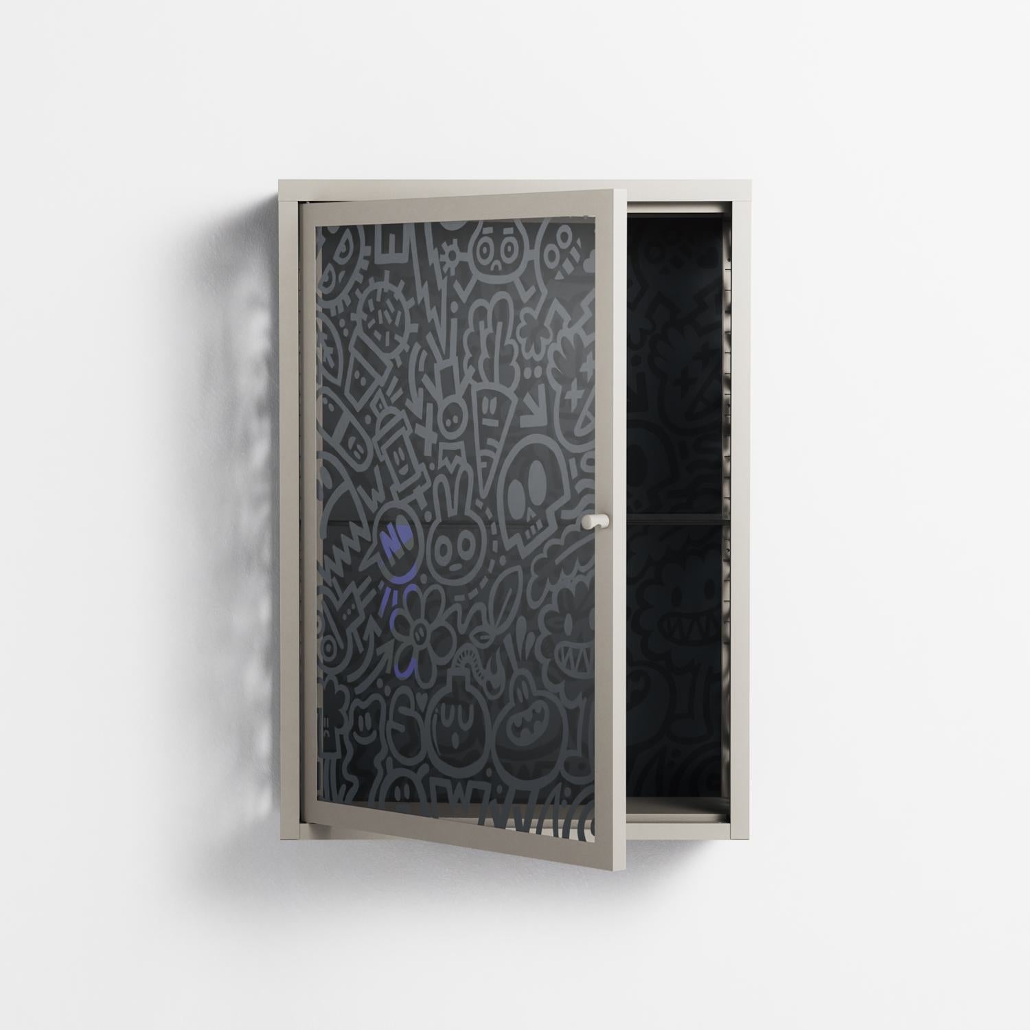 Thick Lines Good Times - Wall Cabinet - Craig Watkins - Pebble - Overlay Glass
