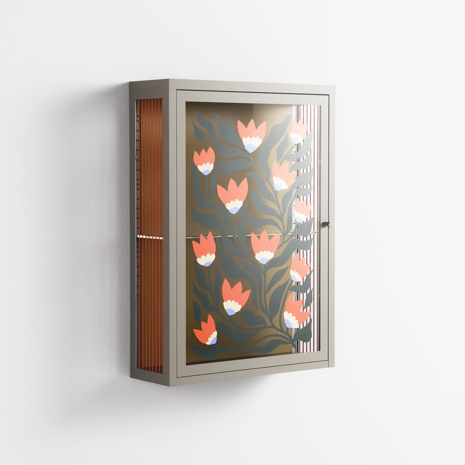 Blooming Folk Garden - Wall Cabinet - Sandra Hutter - Pebble - Overlay Glass