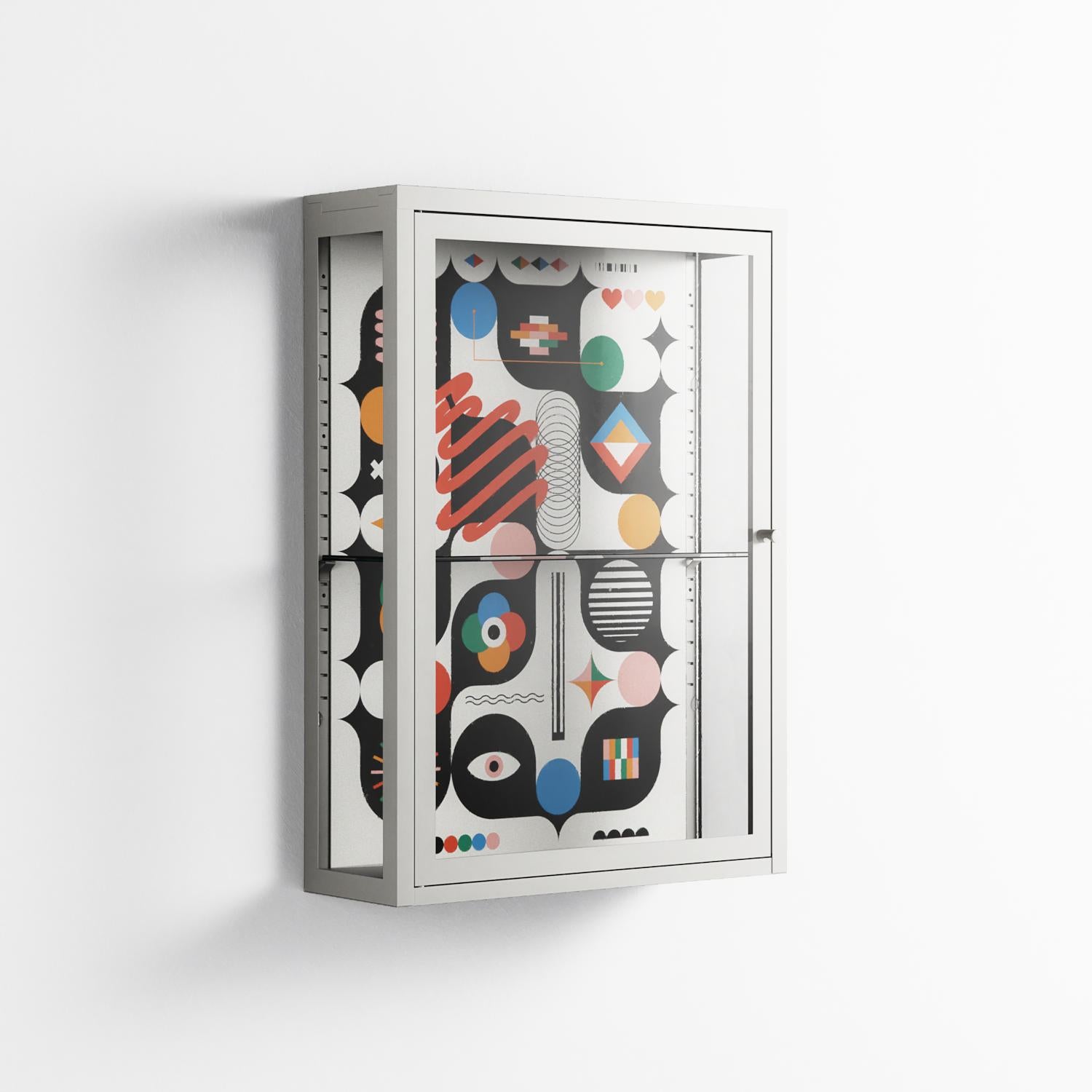 Connections - Wall Cabinet - Vratislav Pecka - Chalk - Clear glass